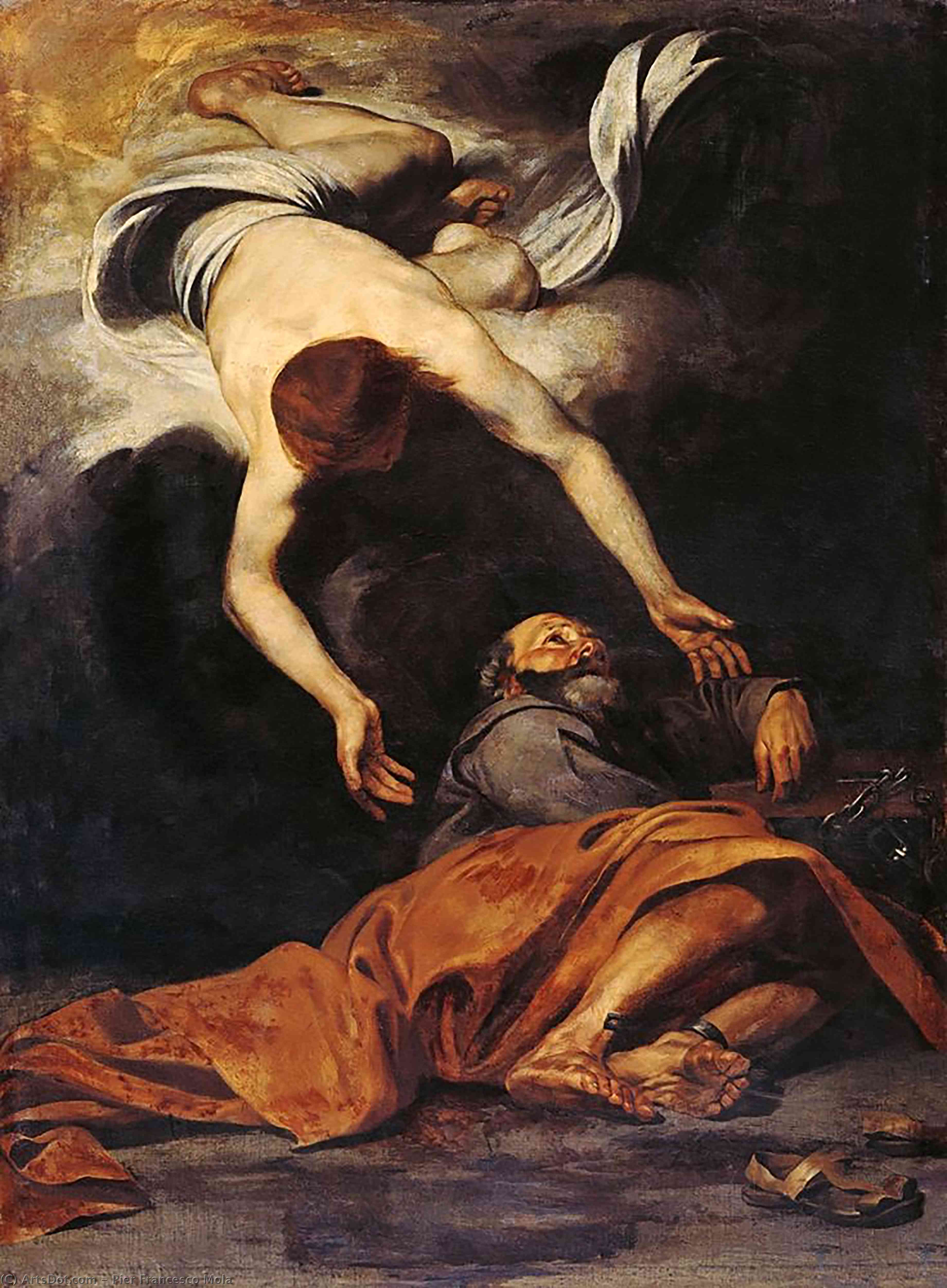 顺序 手工油畫 St Peter Freed from Prison, 1630 通过 Pier Francesco Mola (1612-1666, Switzerland) | ArtsDot.com