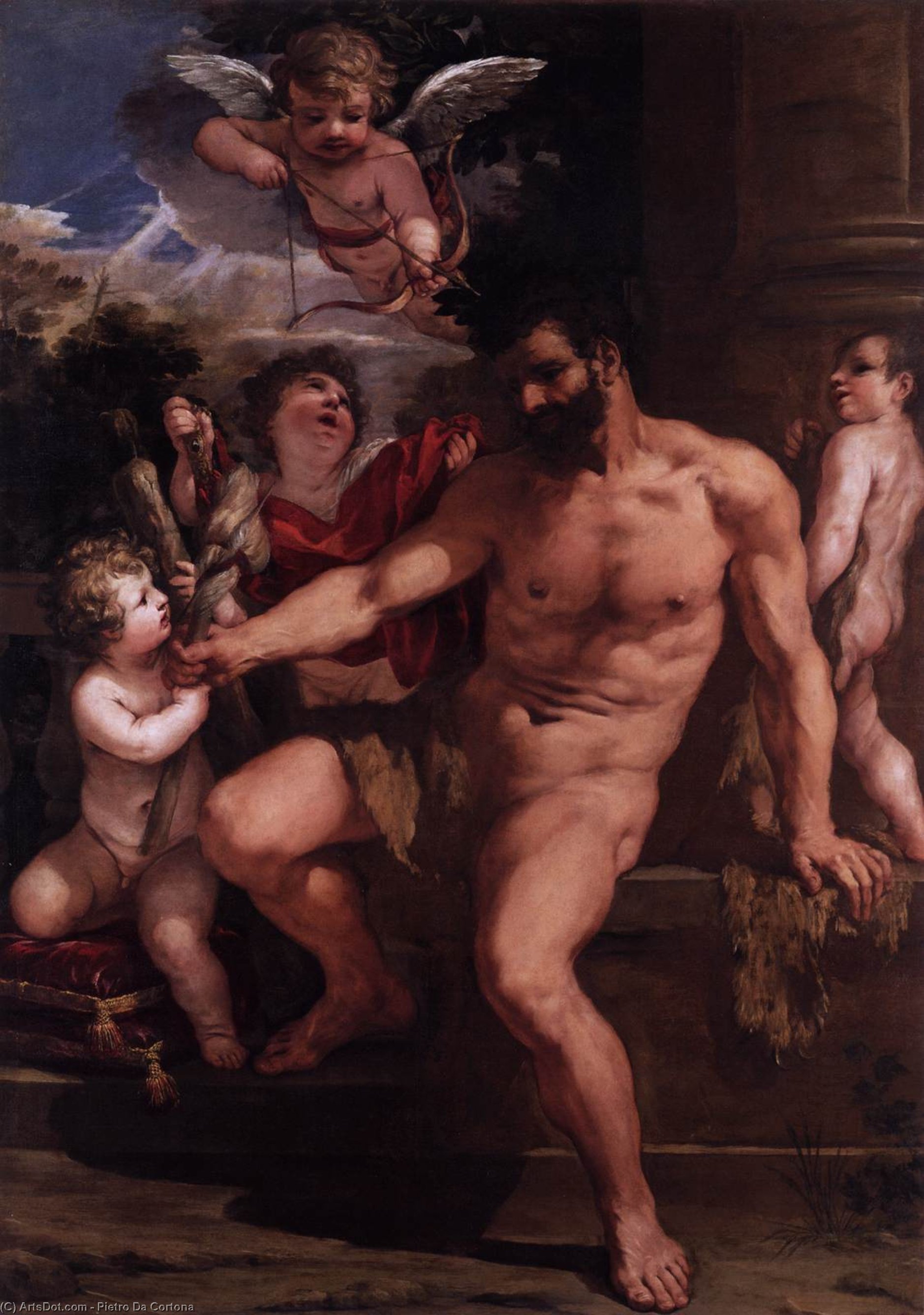 購入 美術館の複製、美術複製、絵画複製、美術館の品質プリント、美術品の複製、有名な絵画の複製、博物館の品質再現、キャンバスにアートプリント ヘルカルスの罰, 1635 バイ Pietro Da Cortona (1596-1669, Italy) | ArtsDot.com