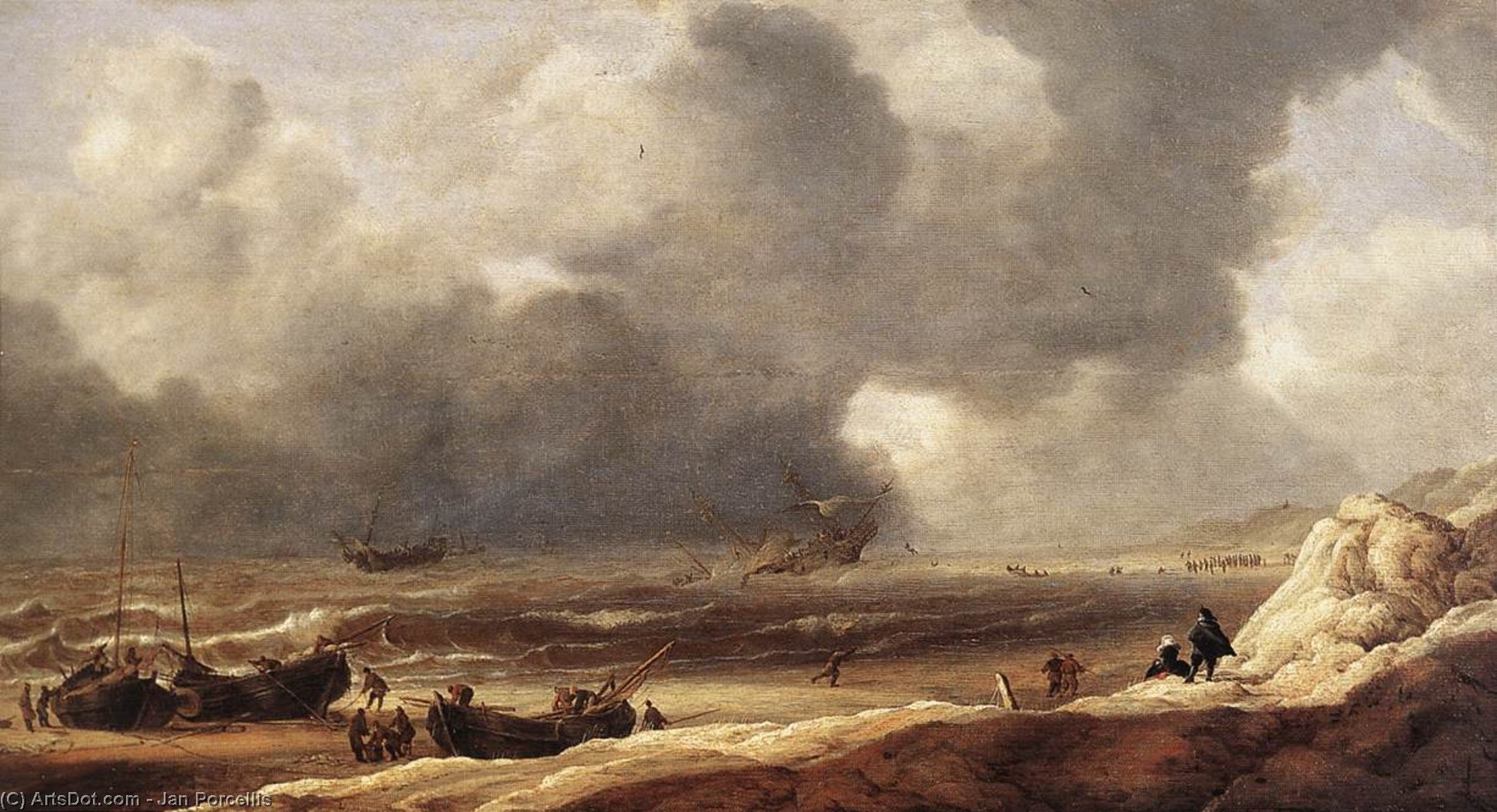 Order Oil Painting Replica Shipwreck on a Beach, 1631 by Jan Porcellis (1583-1632, Belgium) | ArtsDot.com