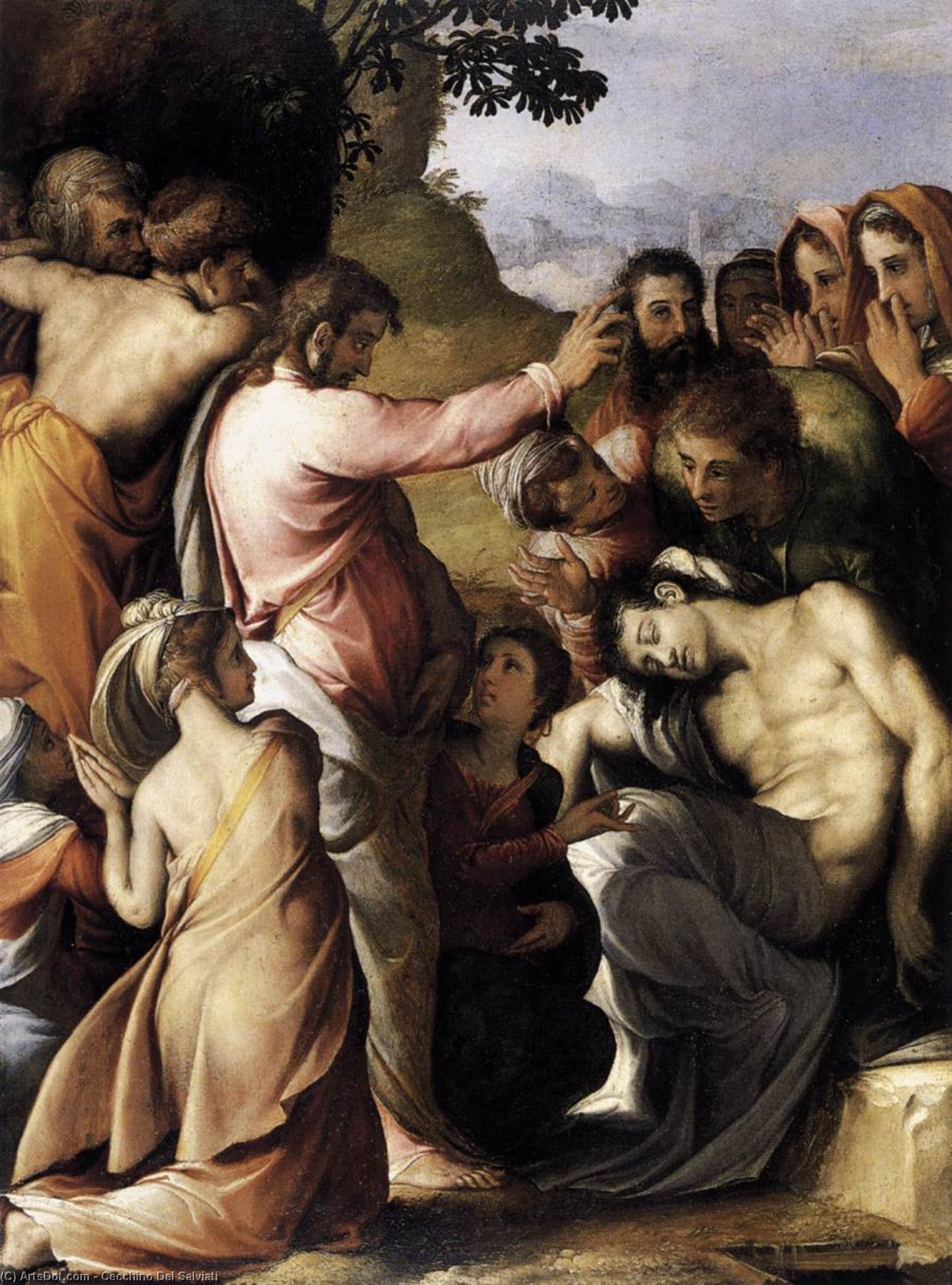 Order Paintings Reproductions Raising of Lazarus, 1540 by Cecchino Del Salviati (1510-1563, Italy) | ArtsDot.com