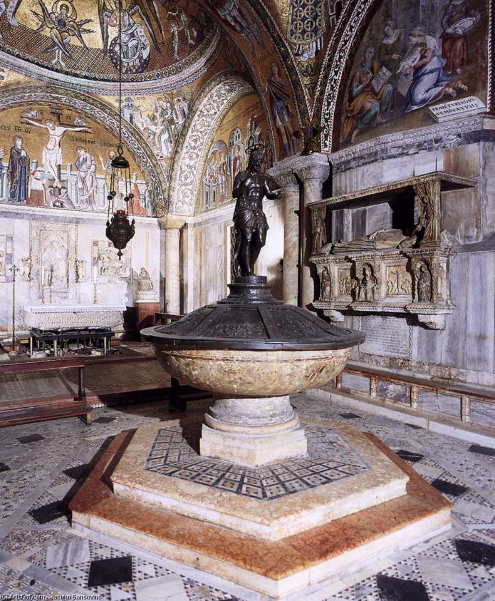 Order Oil Painting Replica Baptismal Font, 1545 by Jacopo Sansovino (1486-1570, Italy) | ArtsDot.com