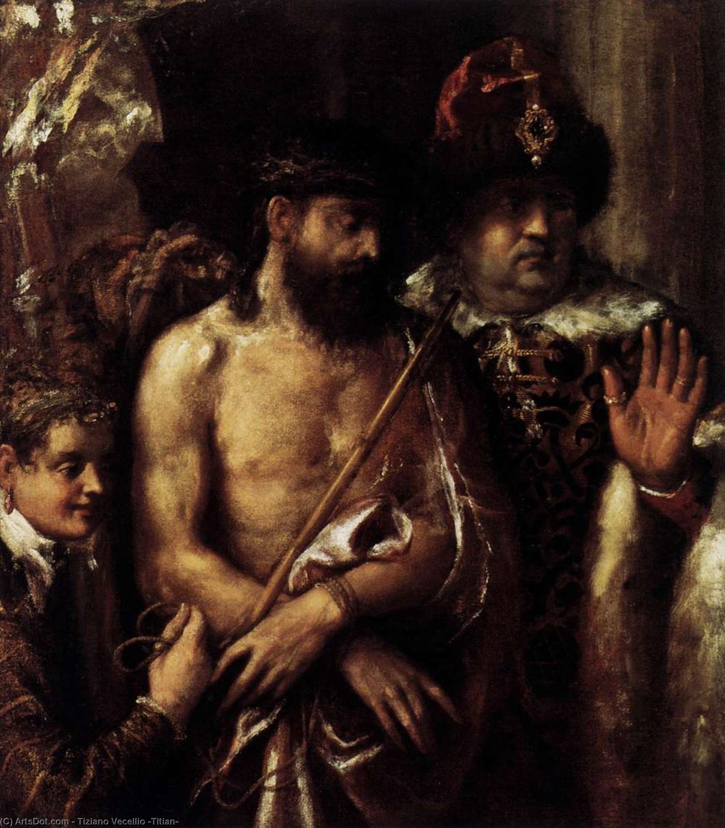 Compra Riproduzioni D'arte Del Museo Mocking di Cristo, 1570 di Tiziano Vecellio (Titian) (1490-1576, Italy) | ArtsDot.com