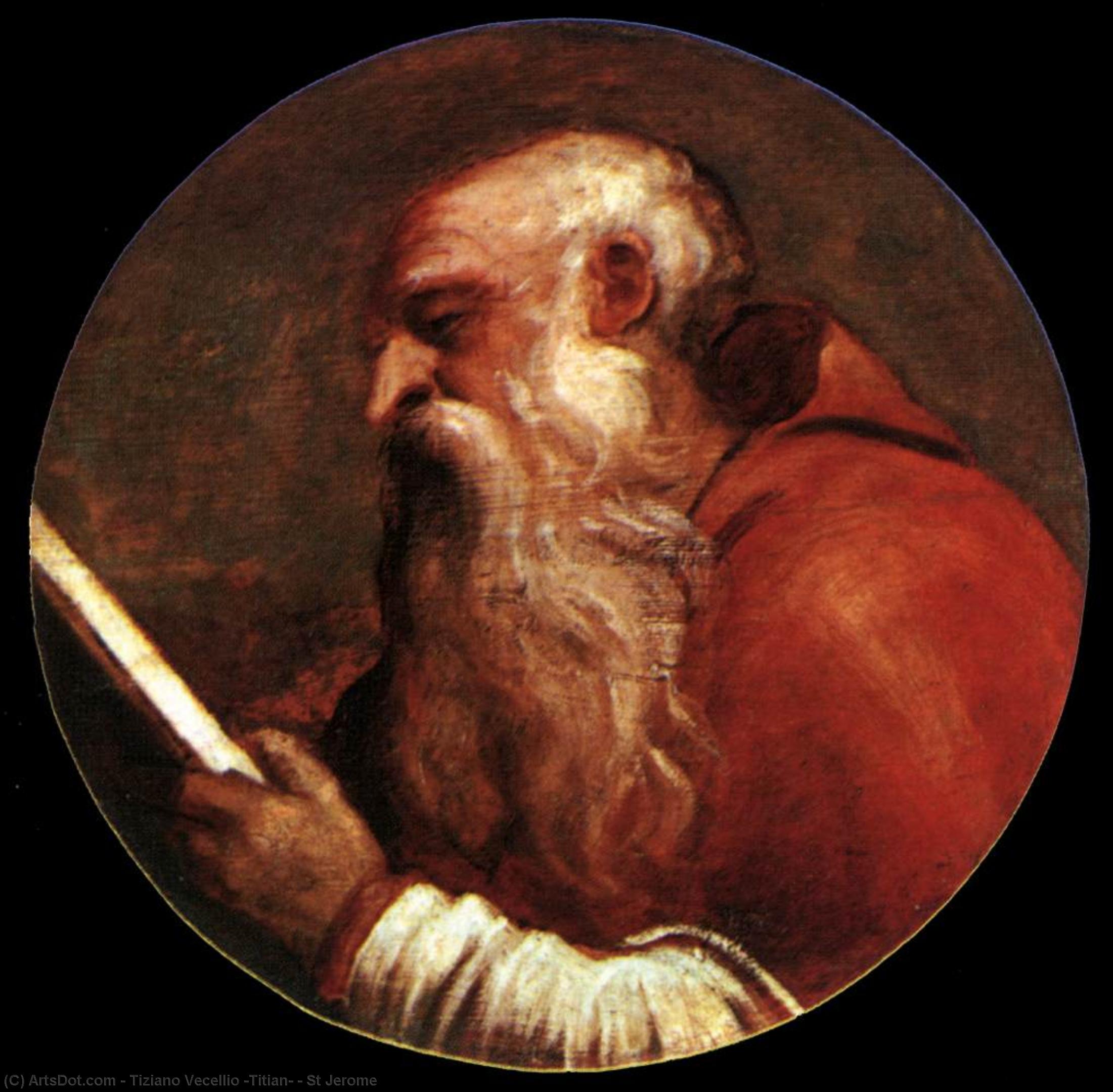 顺序 畫複製 St Jerome 。 通过 Tiziano Vecellio (Titian) (1490-1576, Italy) | ArtsDot.com