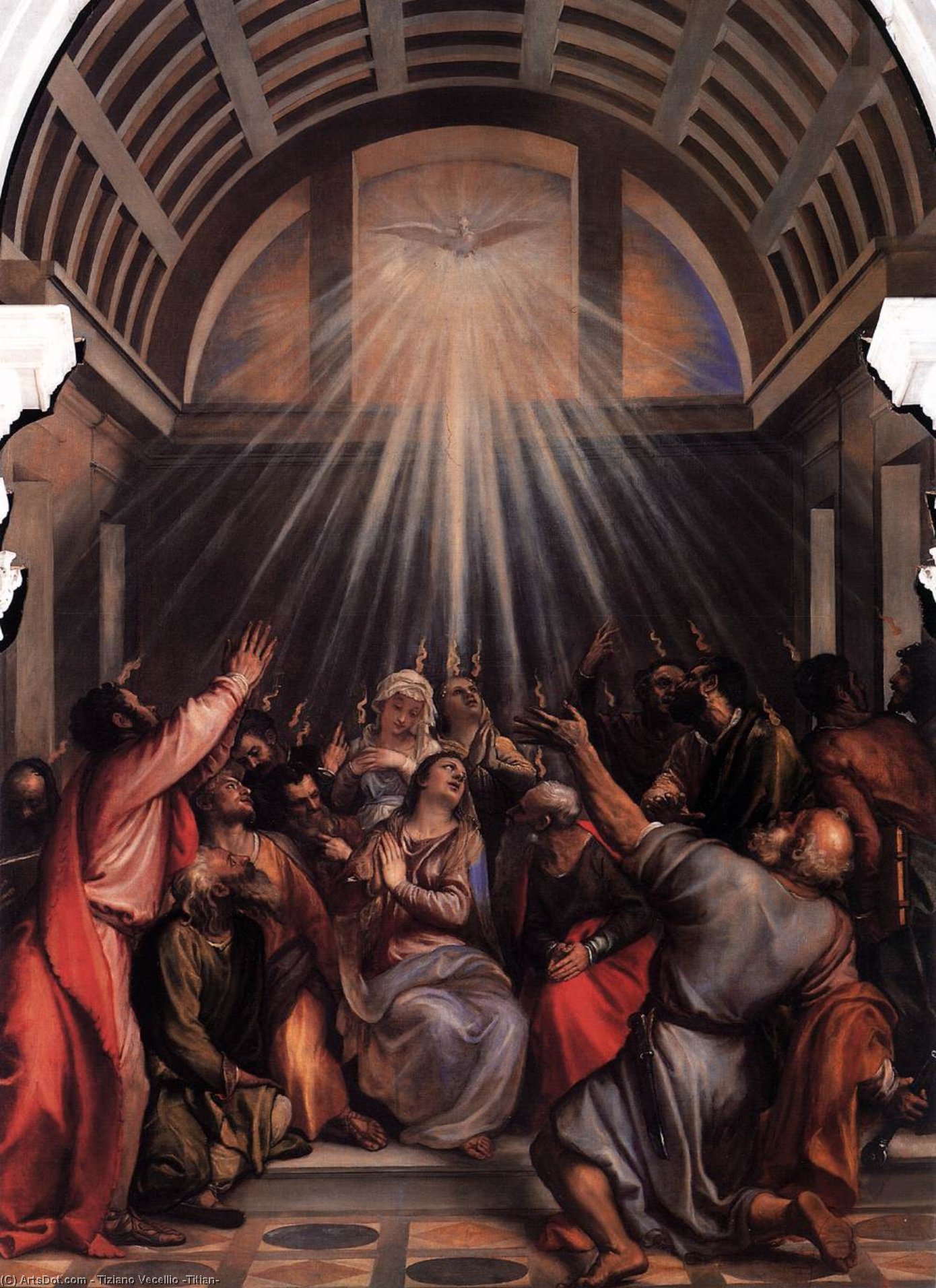 Order Oil Painting Replica The Descent of the Holy Ghost, 1545 by Tiziano Vecellio (Titian) (1490-1576, Italy) | ArtsDot.com