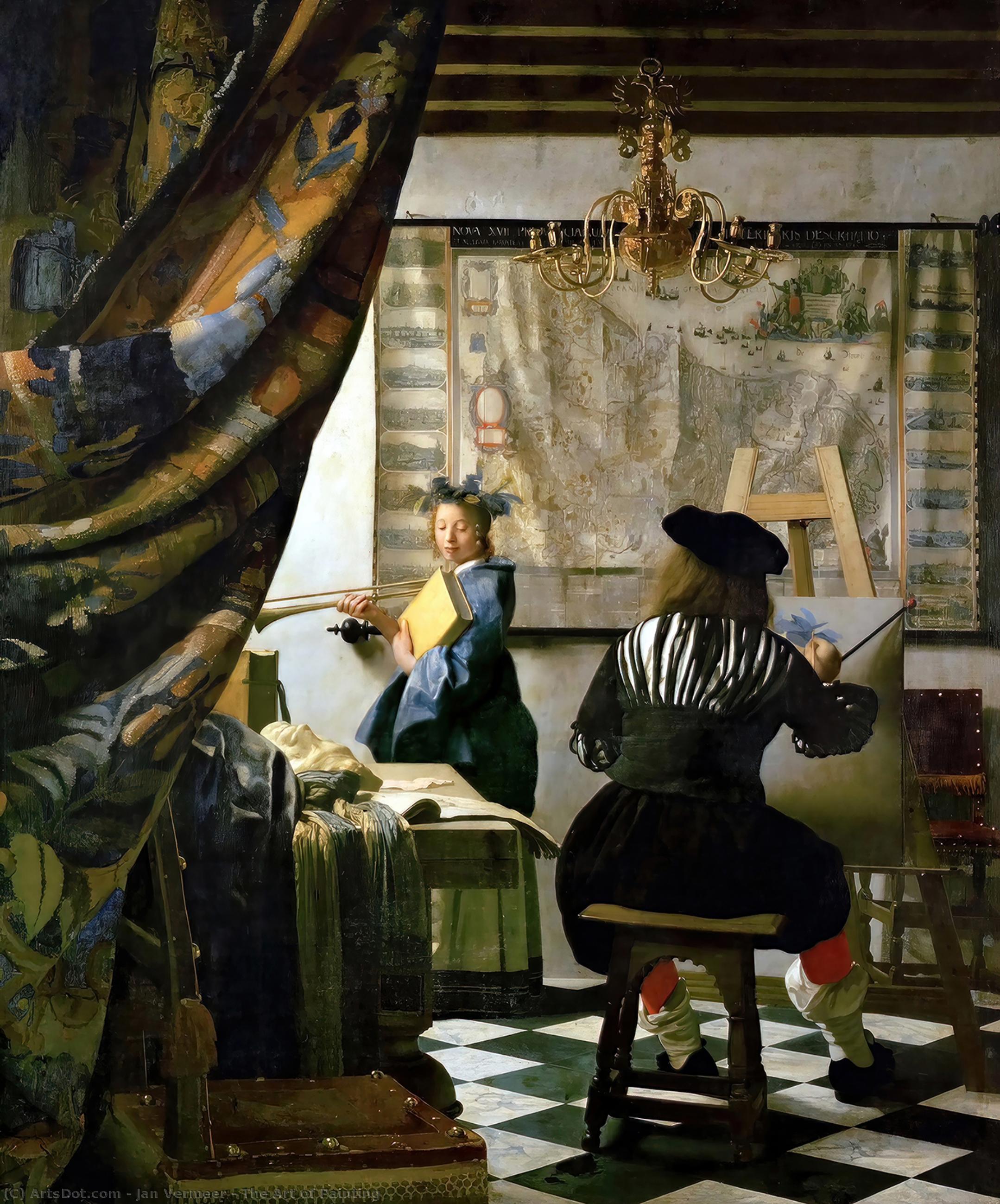 順序 絵画のコピー 絵画の芸術, 1665 バイ Johannes Vermeer (1632-1675, Netherlands) | ArtsDot.com