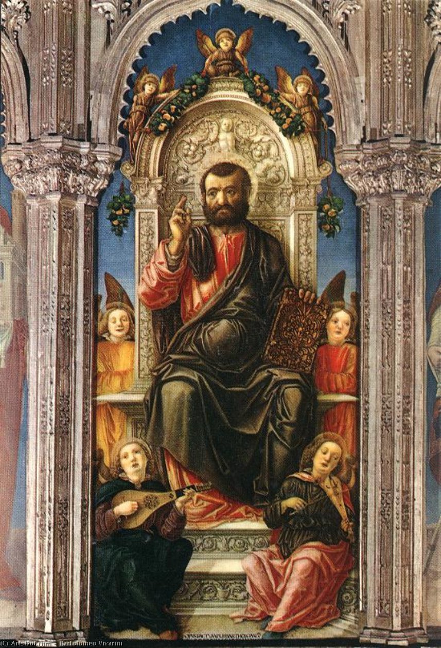 Buy Museum Art Reproductions Triptych of St Mark, 1474 by Bartolomeo Vivarini (1440-1499, Italy) | ArtsDot.com