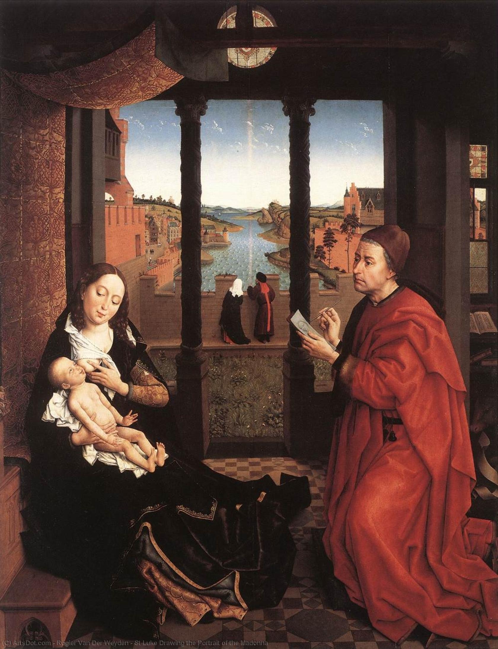 购买 博物馆艺术复制品，艺术复制品，绘画复制品，博物馆质量版画，美术复制品，着名绘画复制品，博物馆品质复制品，帆布艺术版画 圣卢克·绘画马顿纳的肖像 通过 Rogier Van Der Weyden (1400-1464, Belgium) | ArtsDot.com