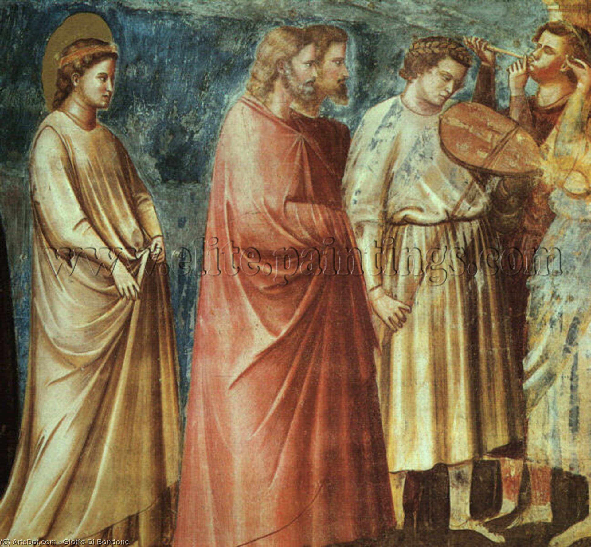 Order Oil Painting Replica No. 12 Scenes from the Life of the Virgin: 6. Wedding Procession (detail), 1304 by Giotto Di Bondone (1267-1337, Italy) | ArtsDot.com