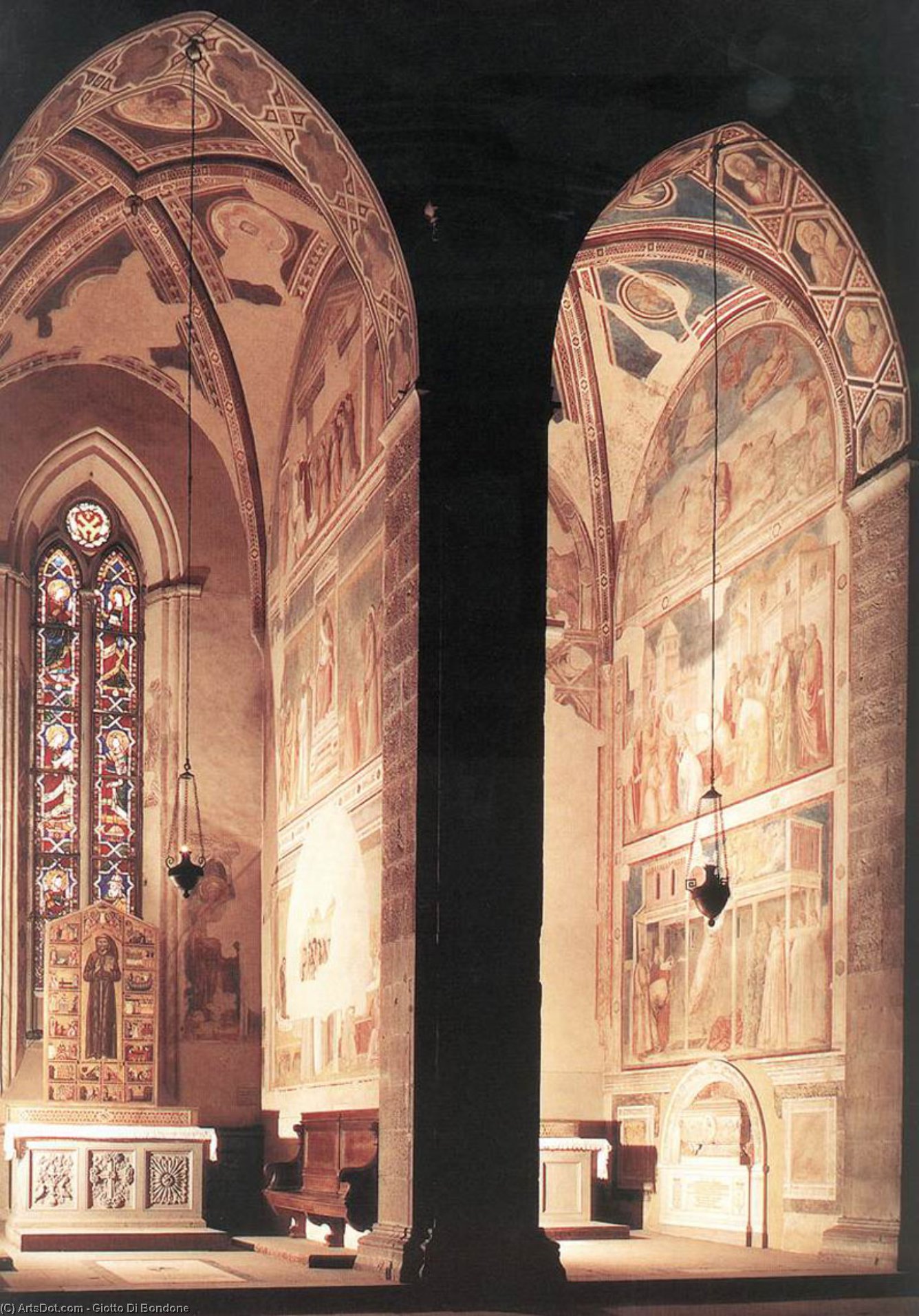 Order Paintings Reproductions View of the Peruzzi and Bardi Chapels (from left) by Giotto Di Bondone (1267-1337, Italy) | ArtsDot.com