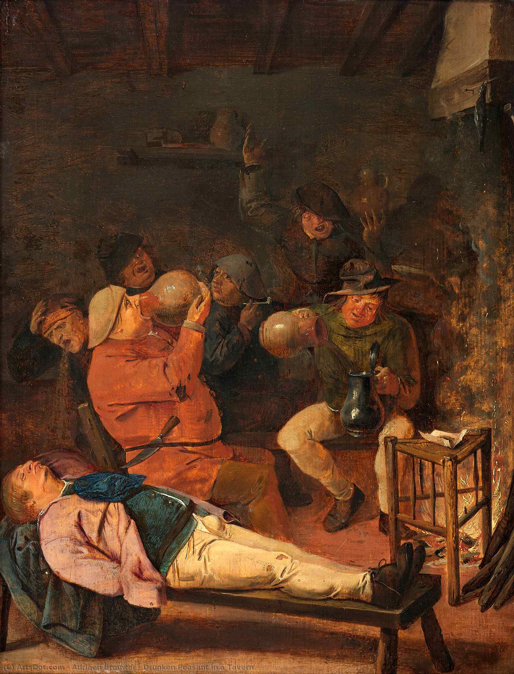Buy Museum Art Reproductions Drunken Peasant in a Tavern, 1624 by Adriaen Brouwer (1635-1638, Belgium) | ArtsDot.com