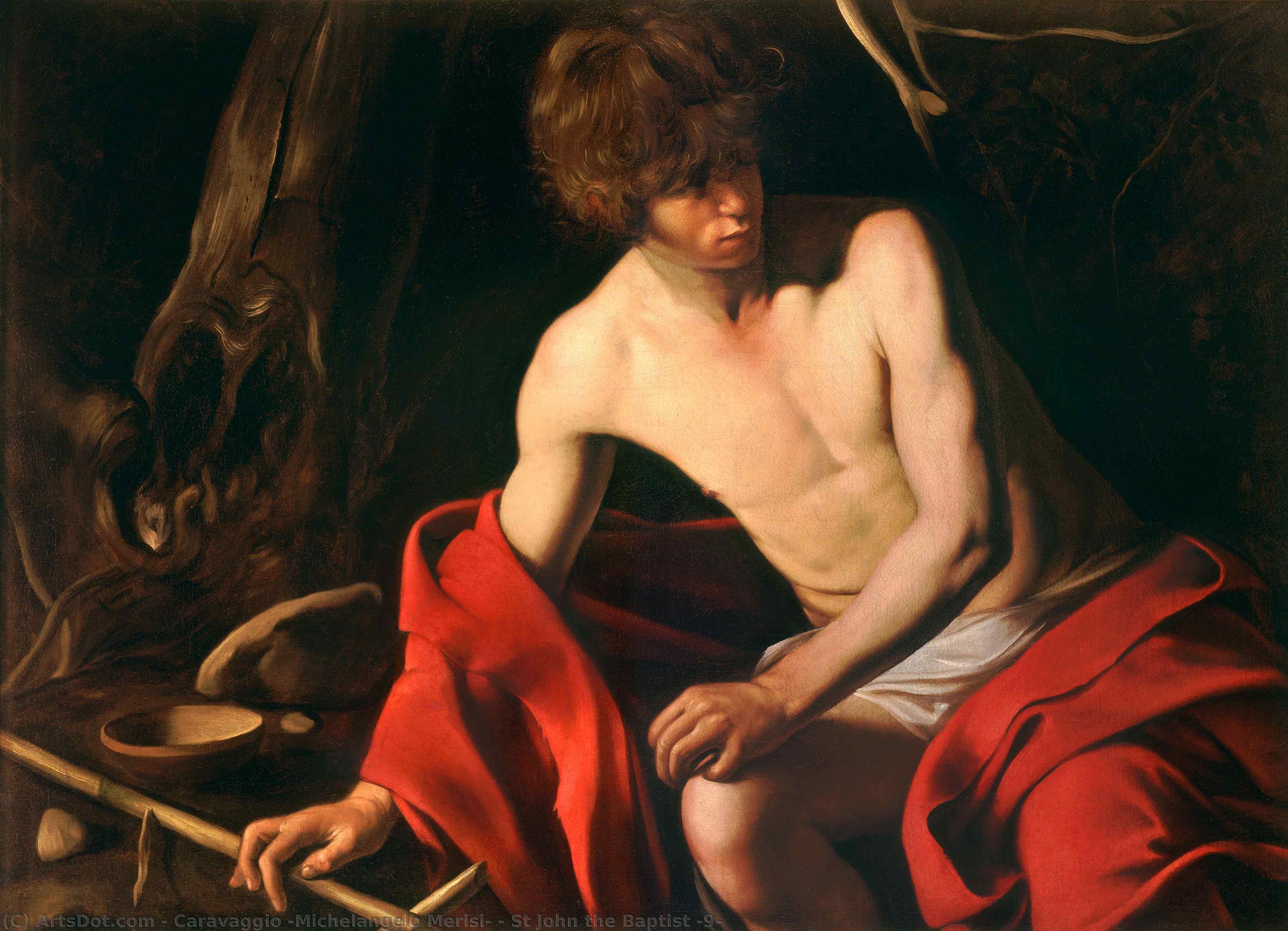 Order Paintings Reproductions St John the Baptist (9), 1603 by Caravaggio (Michelangelo Merisi) (1571-1610, Spain) | ArtsDot.com
