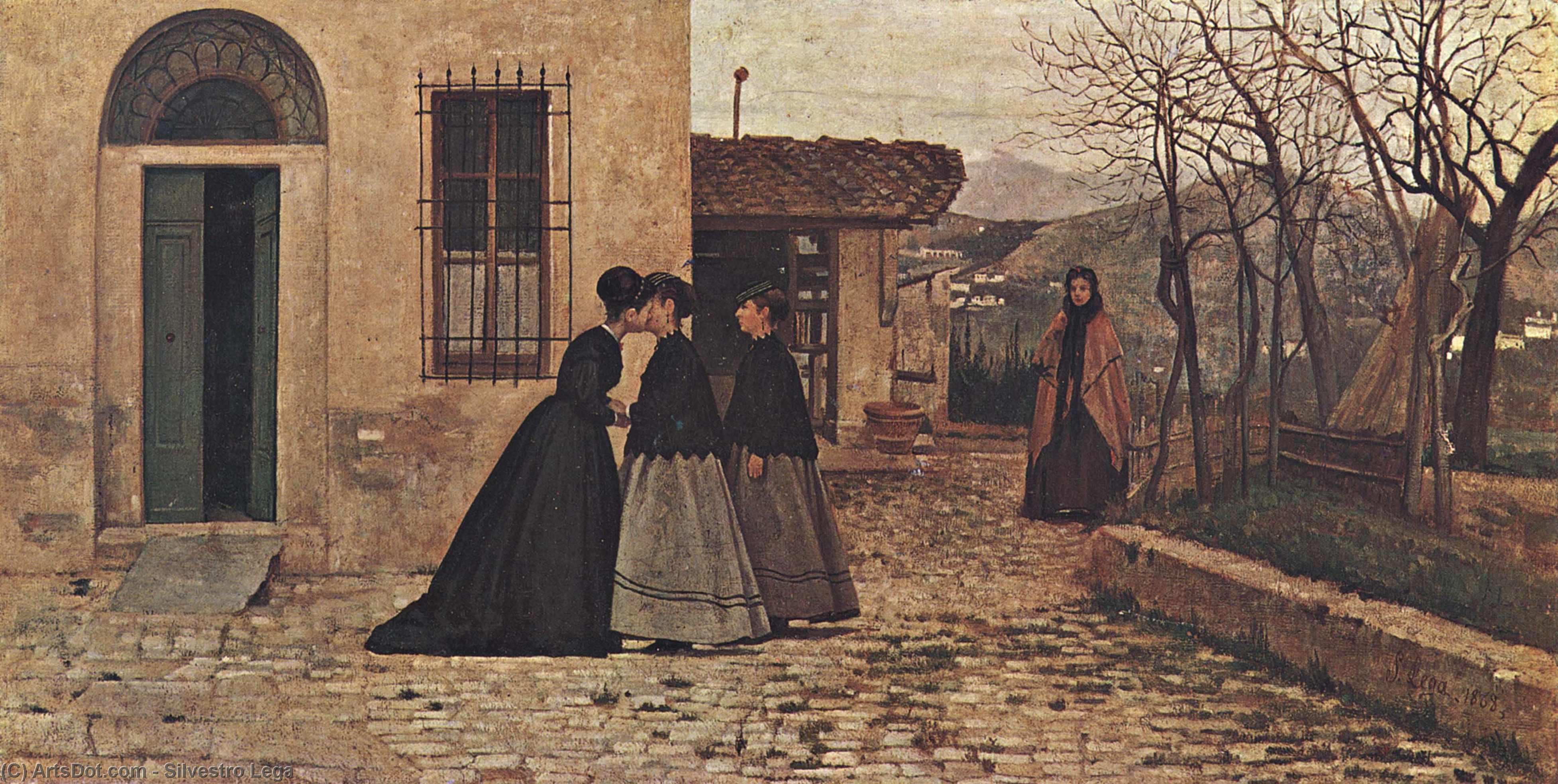Ordinare Riproduzioni Di Quadri La visita, 1868 di Silvestro Lega (1826-1895, Italy) | ArtsDot.com