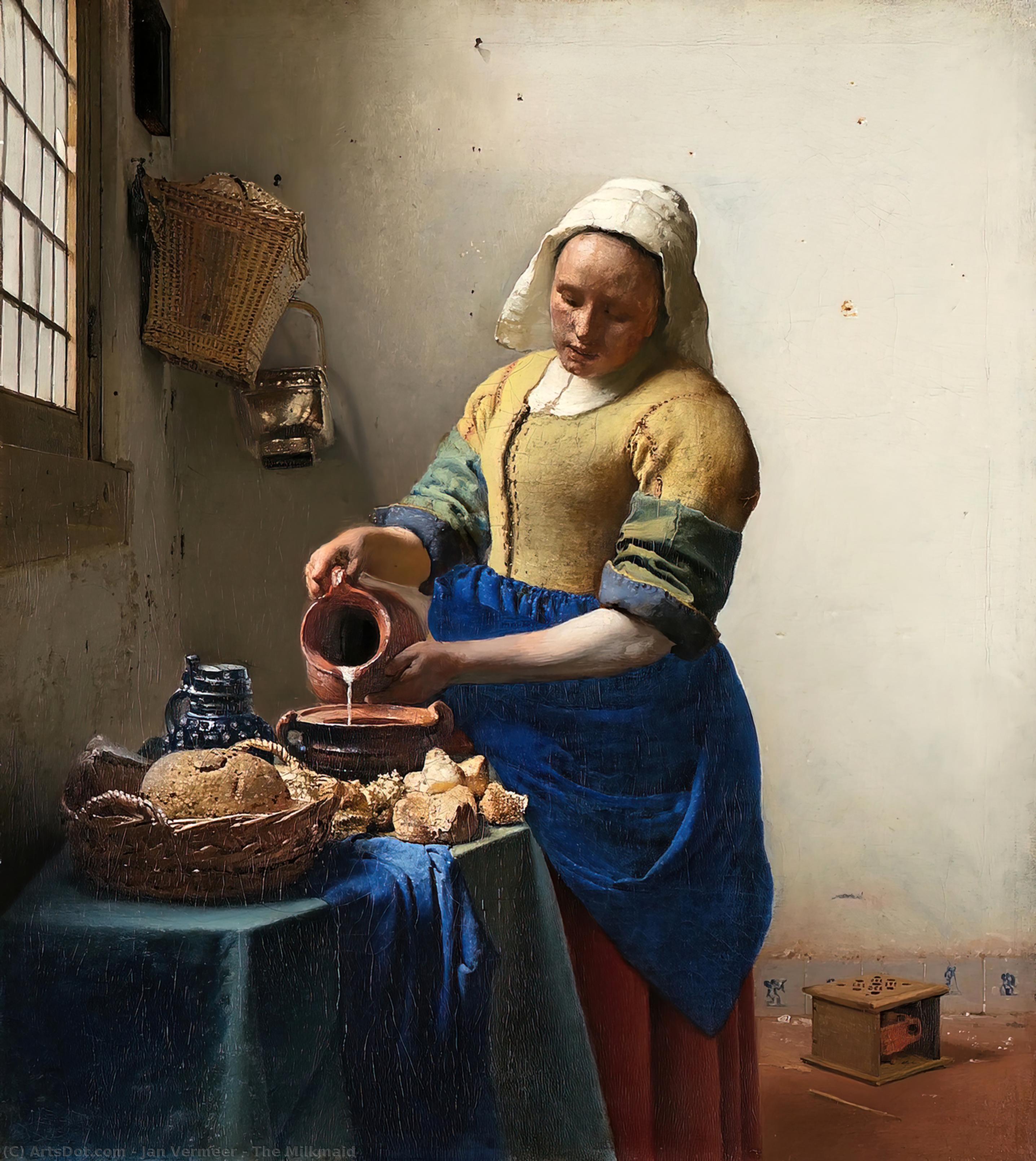 顺序 畫複製 牛奶女佣, 1658 通过 Johannes Vermeer (1632-1675, Netherlands) | ArtsDot.com