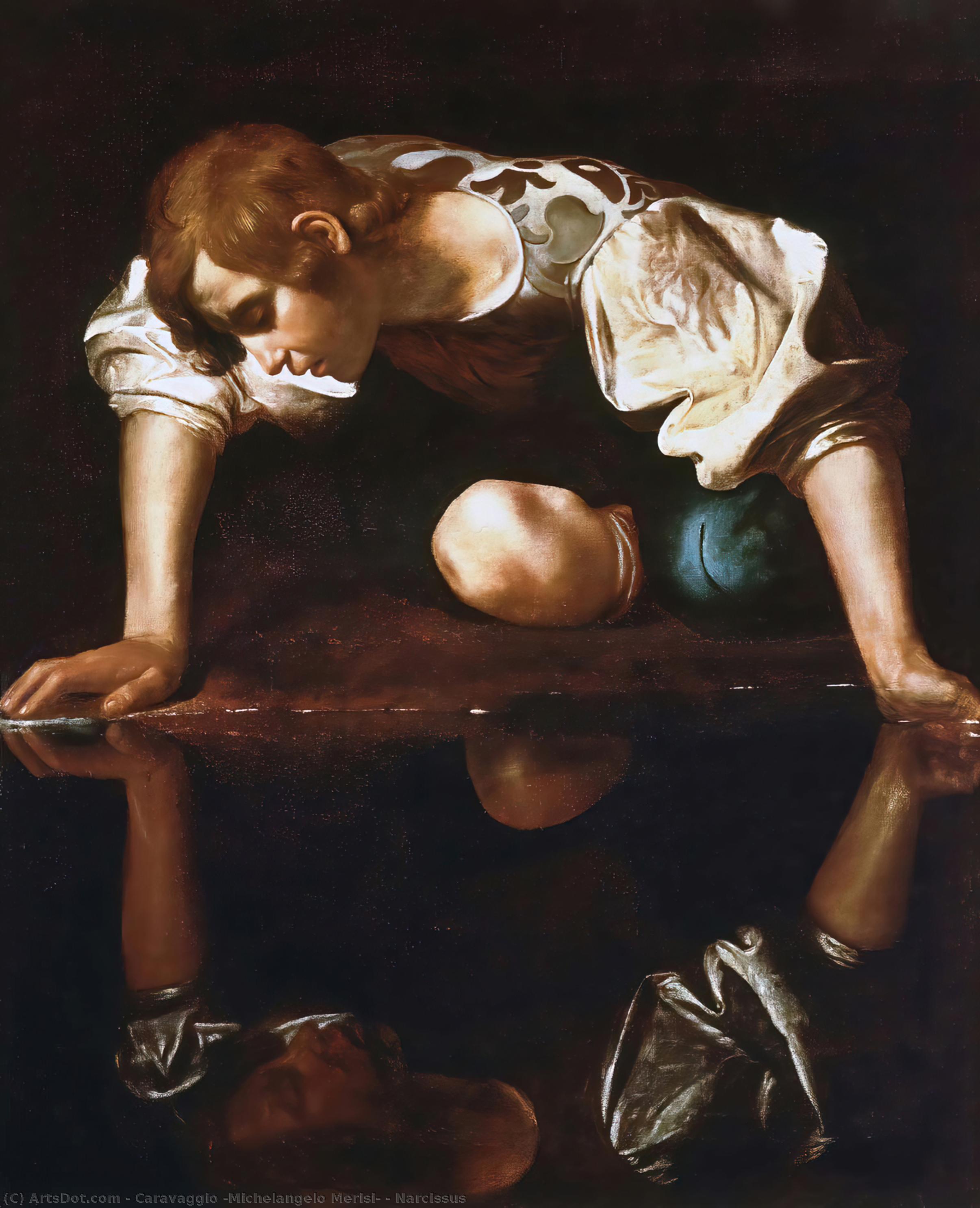 Achat Reproductions D'art Narcisse, 1599 de Caravaggio (Michelangelo Merisi) (1571-1610, Spain) | ArtsDot.com