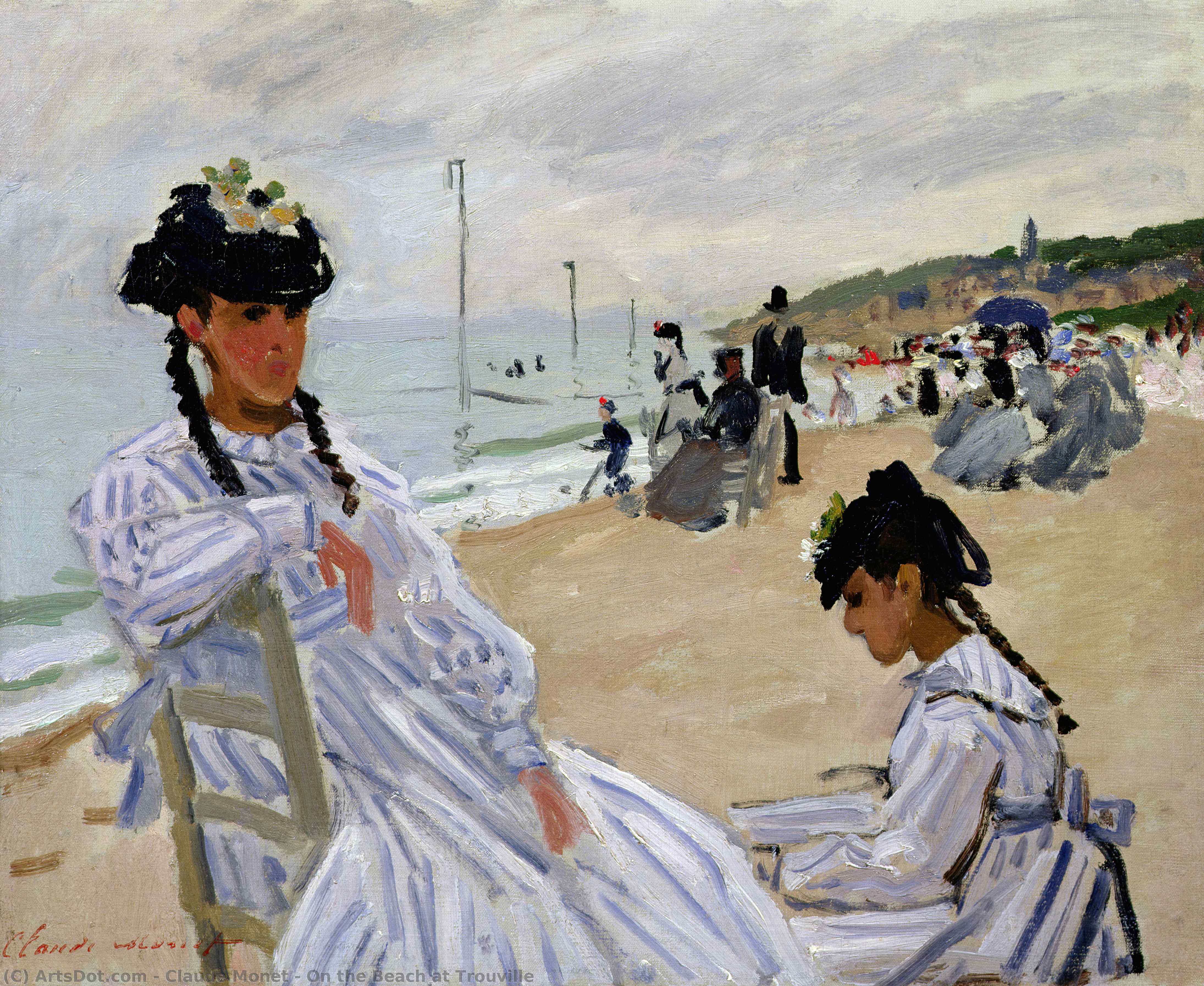 順序 「アート再現 Trouvilleのビーチ, 1870 バイ Claude Monet (1840-1926, France) | ArtsDot.com