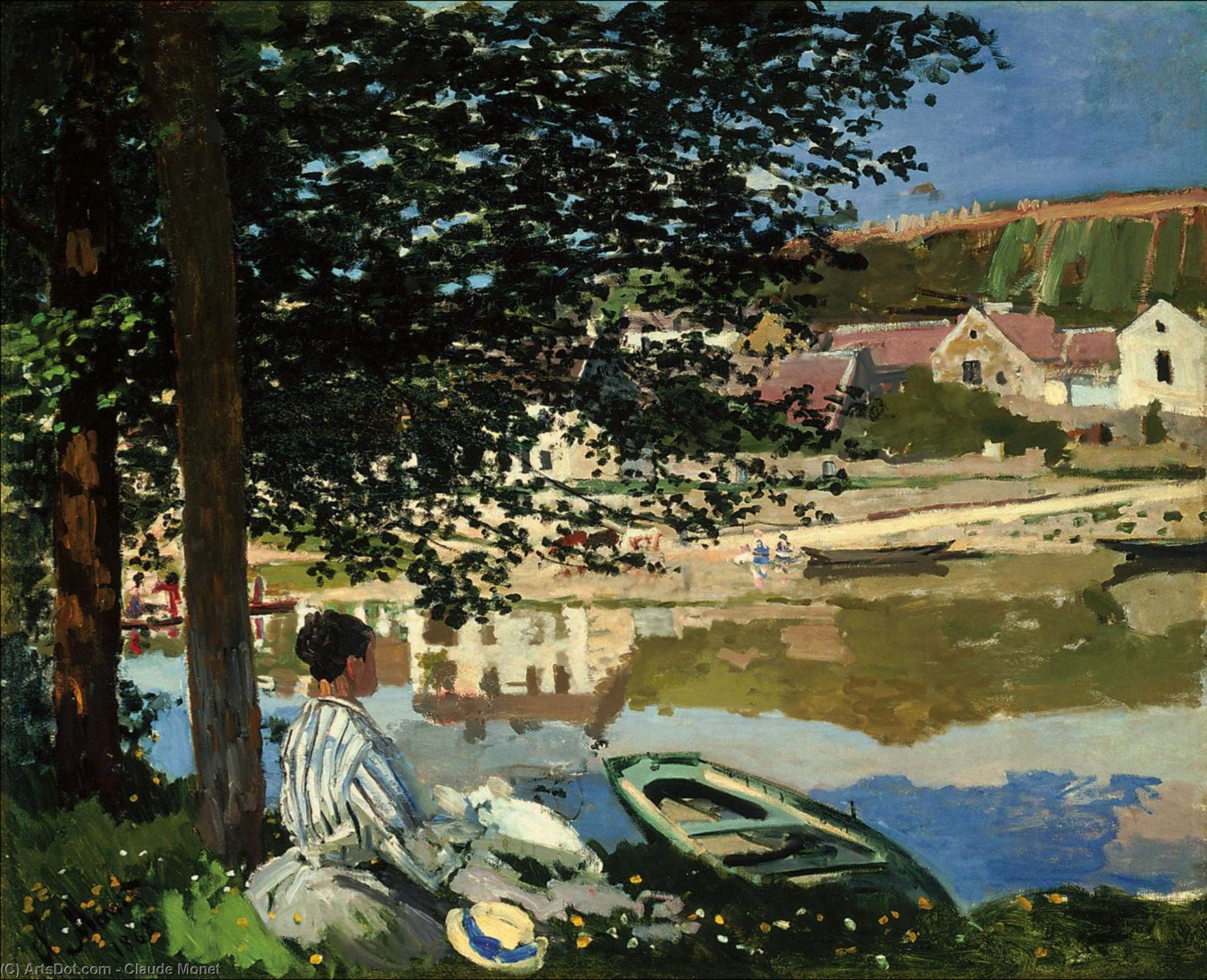 Order Paintings Reproductions River Scene at Bennecourt, 1868 by Claude Monet (1840-1926, France) | ArtsDot.com