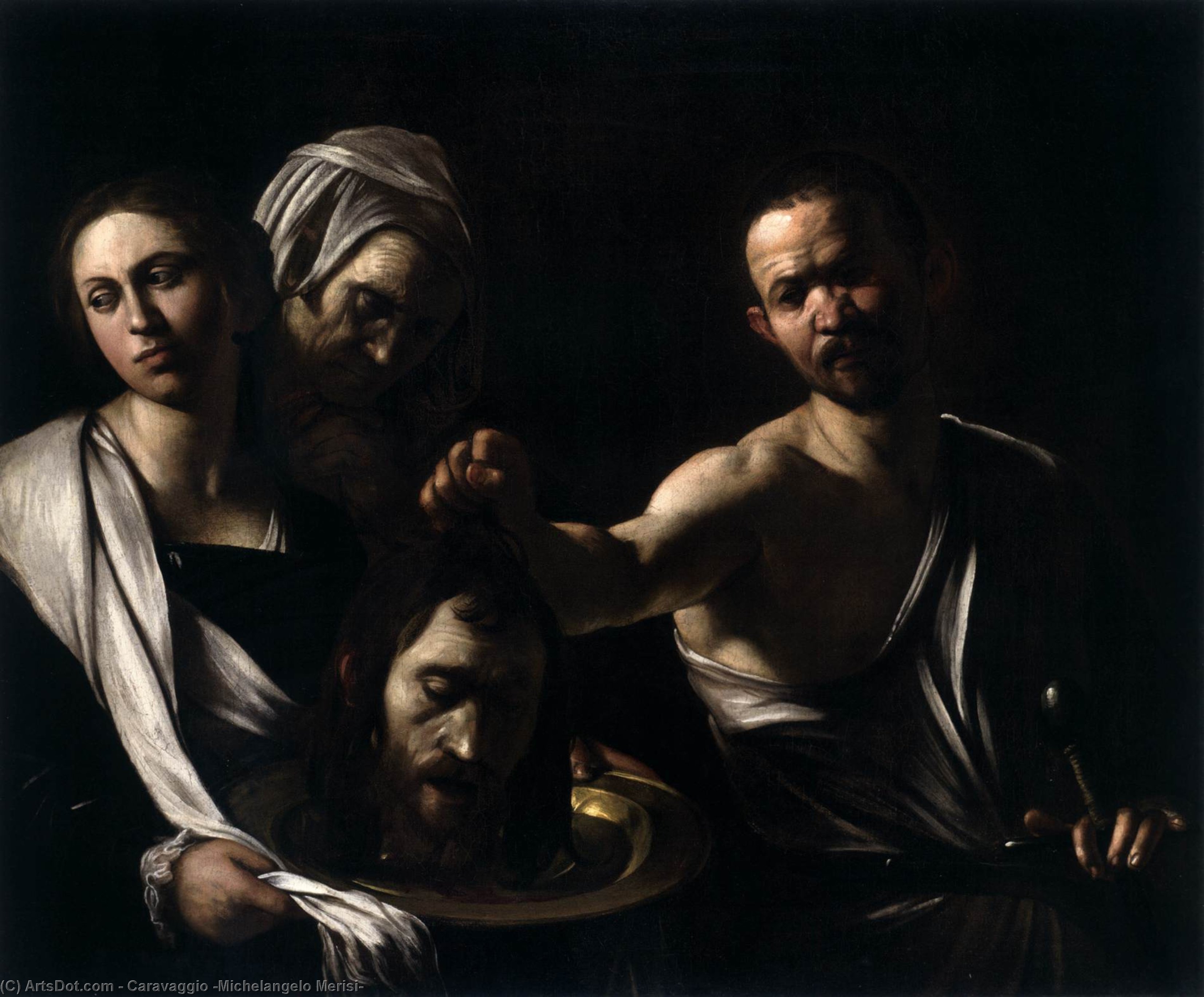 Buy Museum Art Reproductions Salome with the Head of St. John the Baptist, 1607 by Caravaggio (Michelangelo Merisi) (1571-1610, Spain) | ArtsDot.com