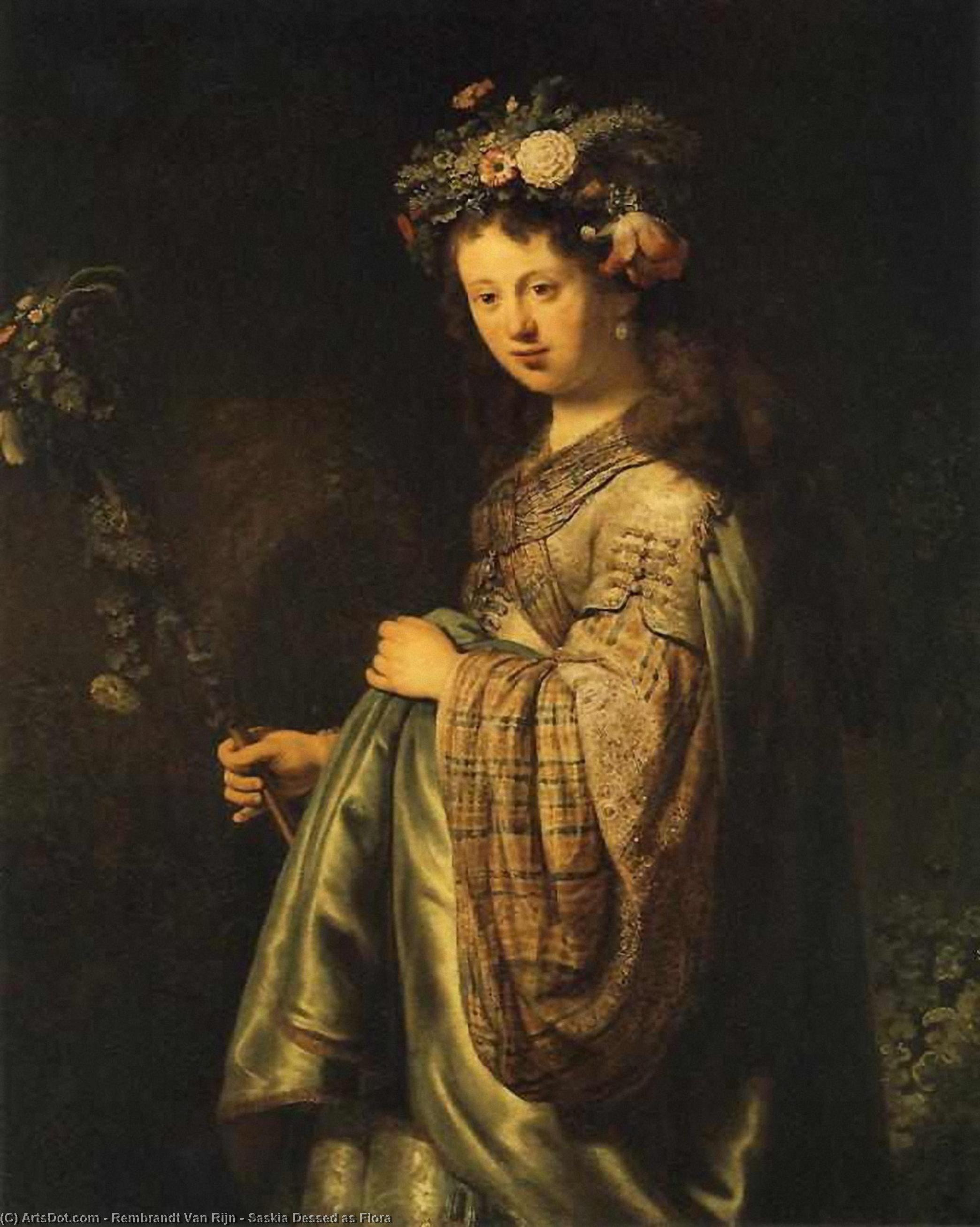 購入 美術館の複製、美術複製、絵画複製、美術館の品質プリント、美術品の複製、有名な絵画の複製、博物館の品質再現、キャンバスにアートプリント サスキアは、フローラとして消えた, 1634 バイ Rembrandt Van Rijn (1606-1669, Netherlands) | ArtsDot.com