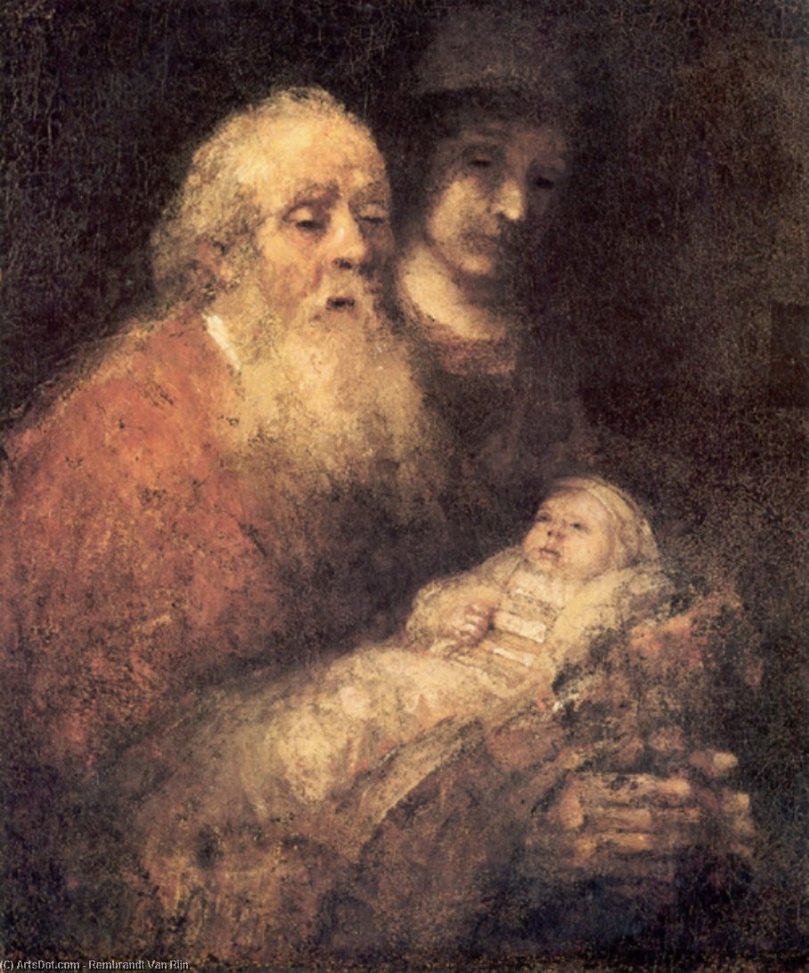 Order Paintings Reproductions Simon with Jesus, 1669 by Rembrandt Van Rijn (1606-1669, Netherlands) | ArtsDot.com