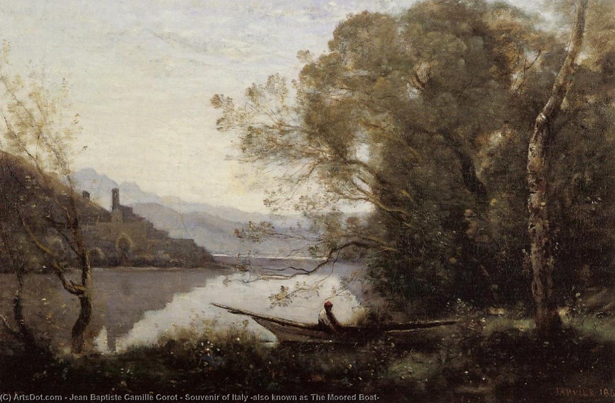 順序 手描き油絵 イタリア(ムーアボートとも呼ばれる), 1864 バイ Jean Baptiste Camille Corot (1796-1875, France) | ArtsDot.com