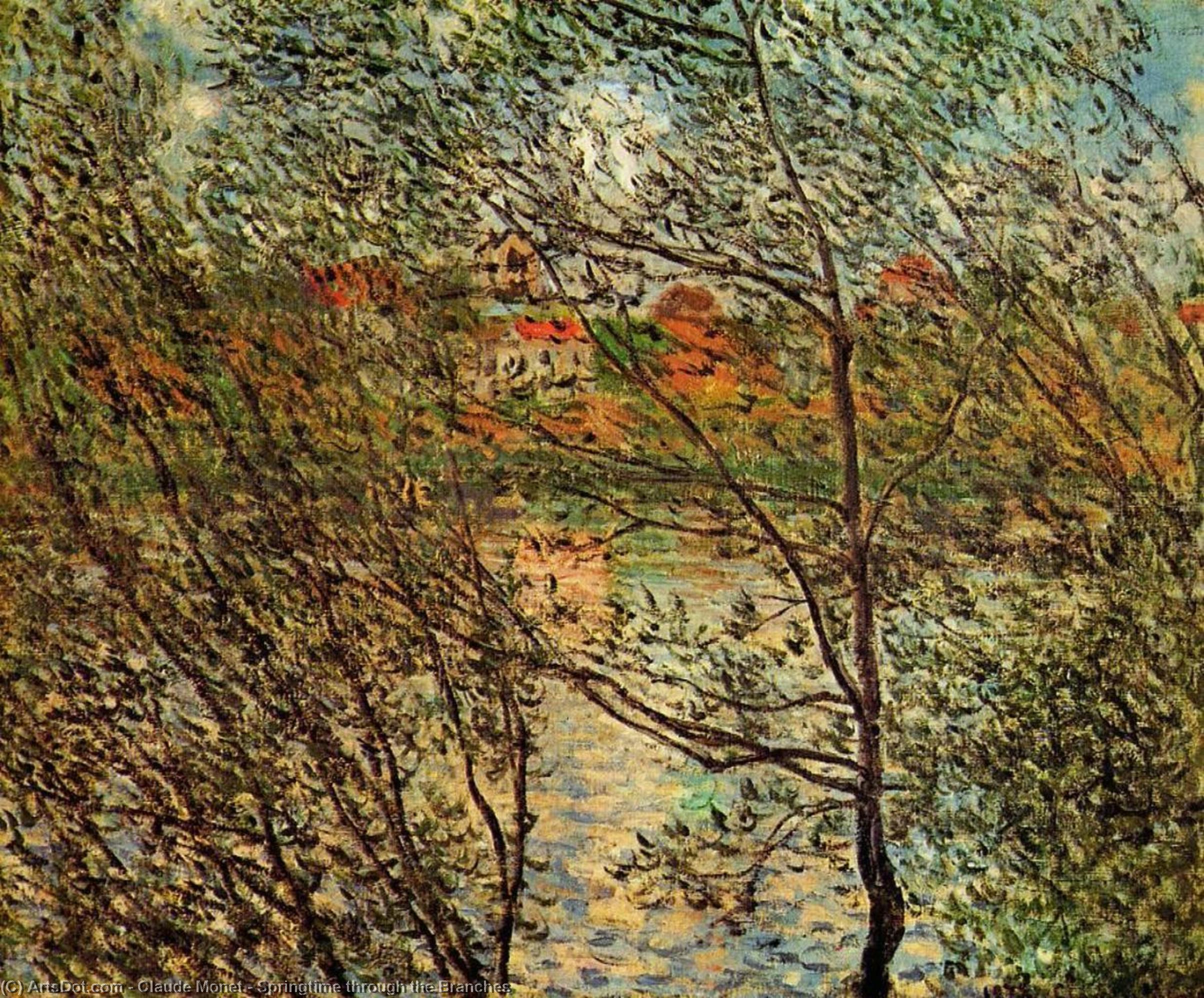 Order Paintings Reproductions Springtime through the Branches, 1878 by Claude Monet (1840-1926, France) | ArtsDot.com
