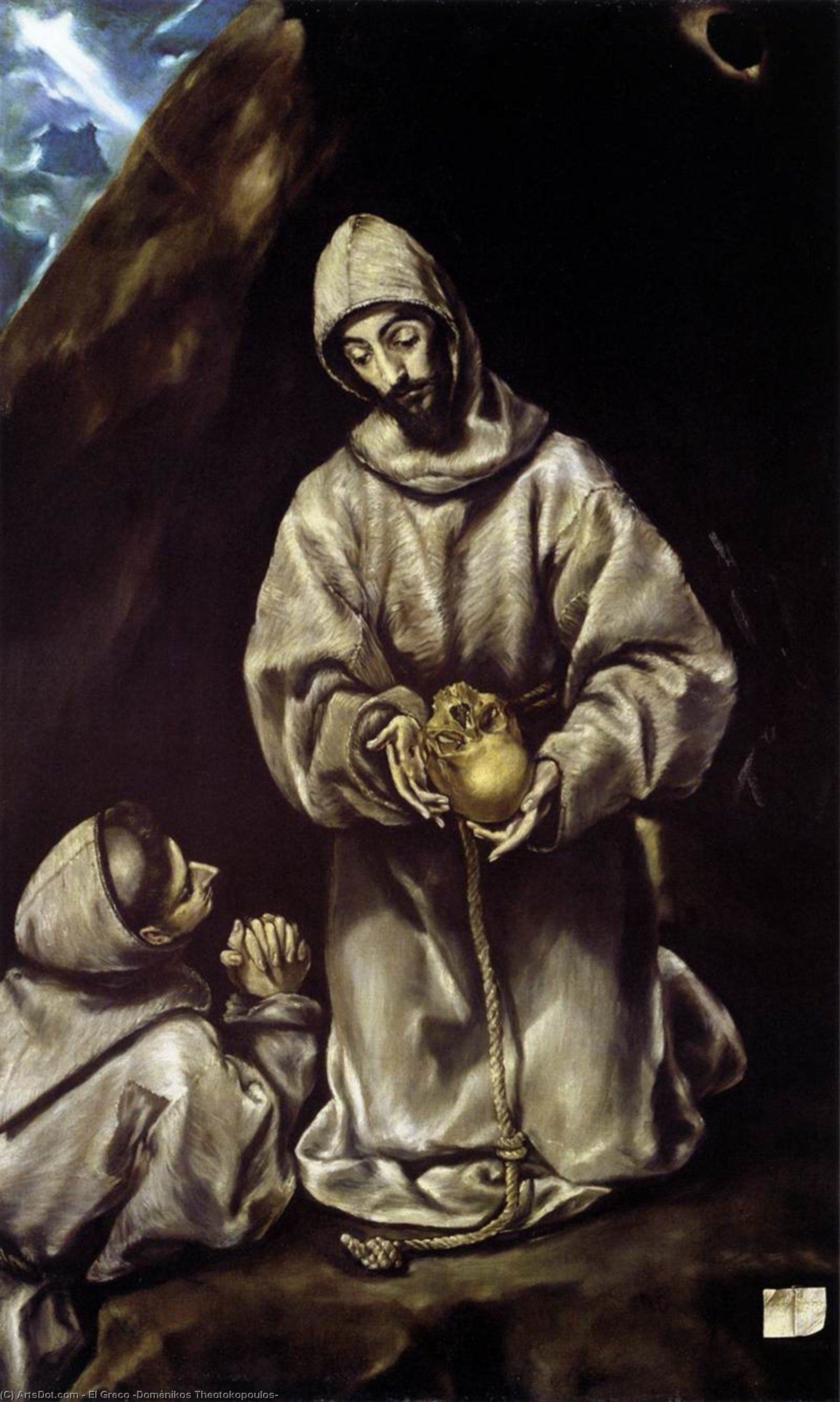 順序 「アート再現 St Francis と 兄弟 Leo Meditating 上の 死, 1600 バイ El Greco (Doménikos Theotokopoulos) (1541-1614, Greece) | ArtsDot.com