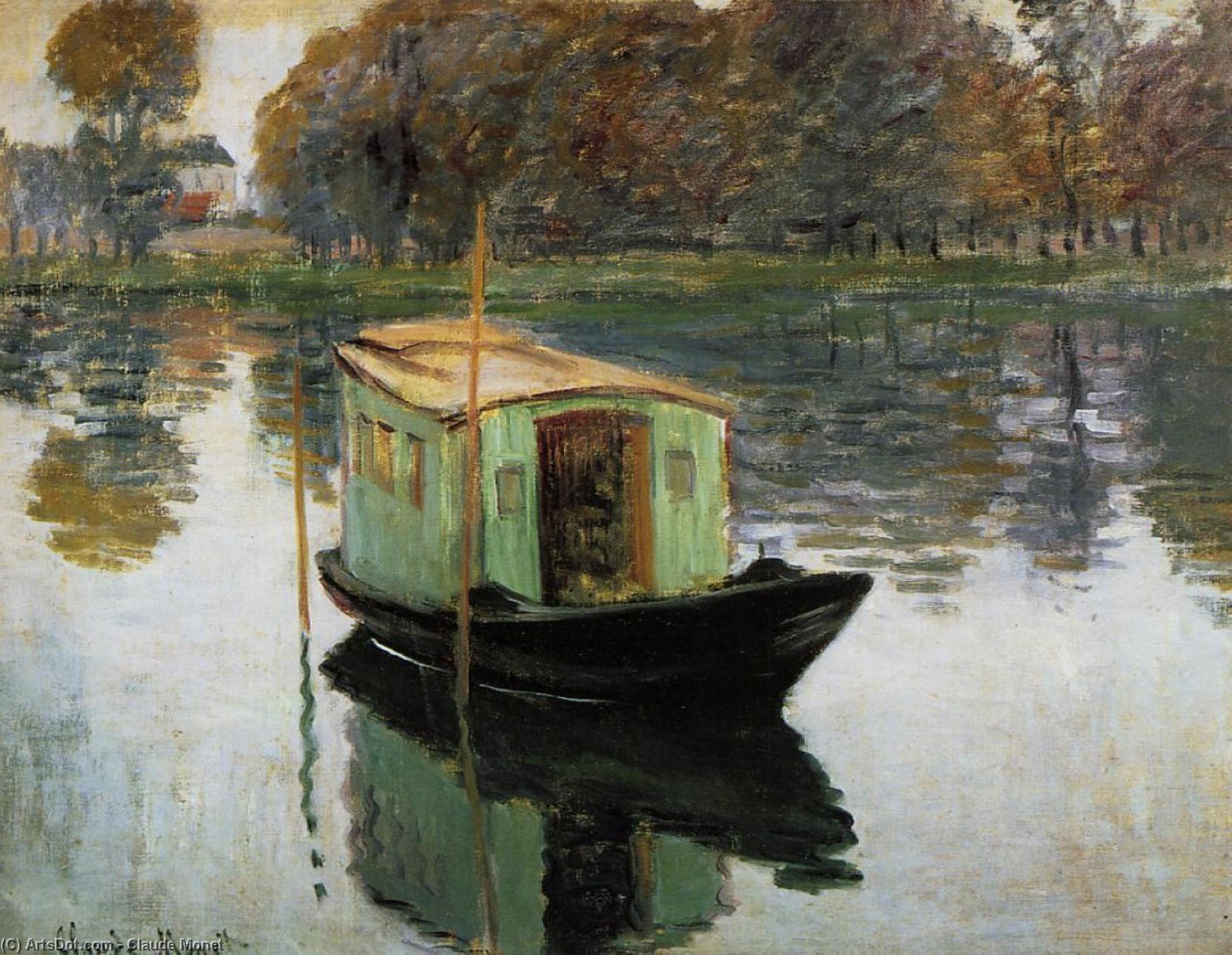 Order Paintings Reproductions The Studio Boat, 1874 by Claude Monet (1840-1926, France) | ArtsDot.com