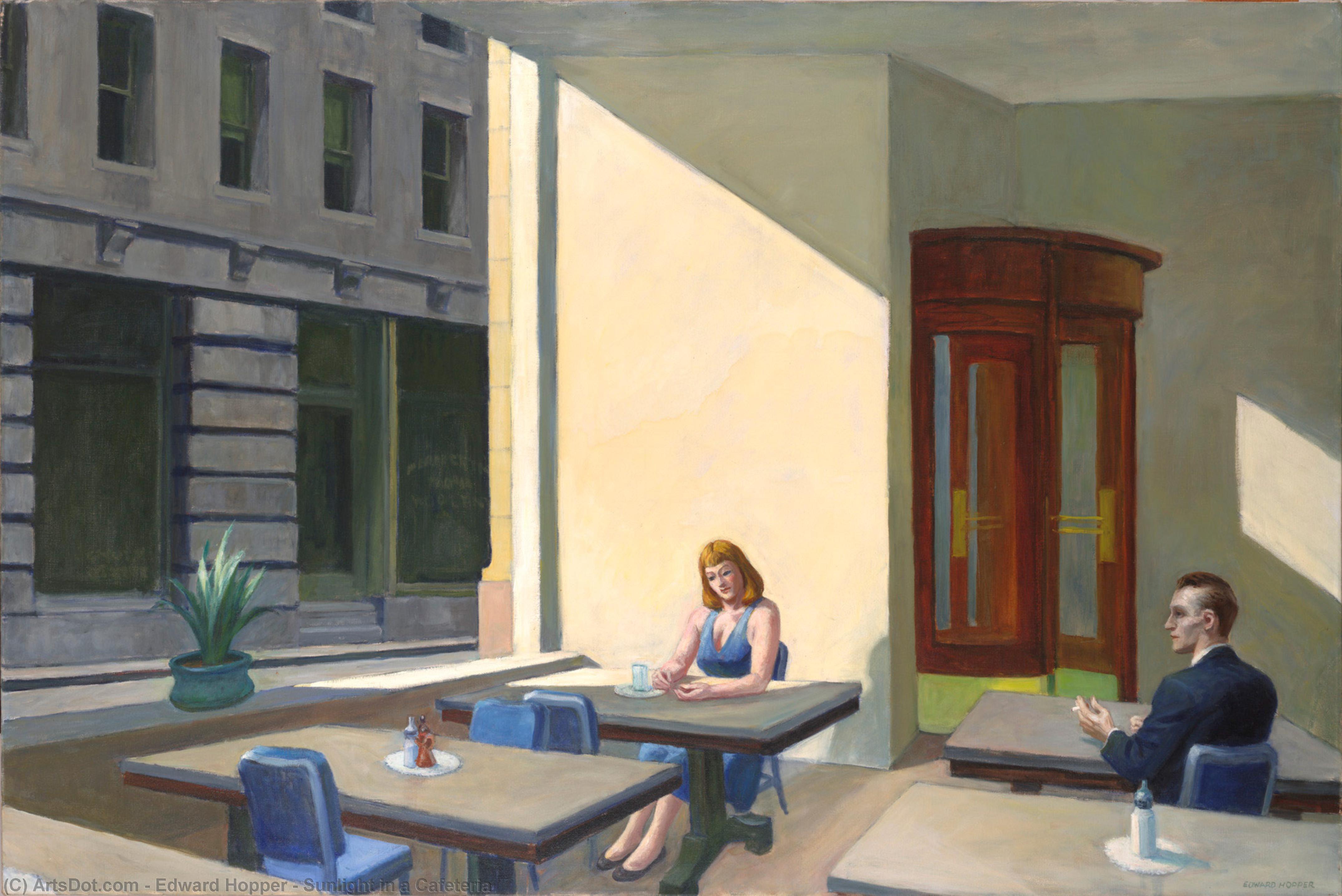 Order Oil Painting Replica Sunlight in a Cafeteria, 1958 by Edward Hopper (Inspired By) (1931-1967, United States) | ArtsDot.com