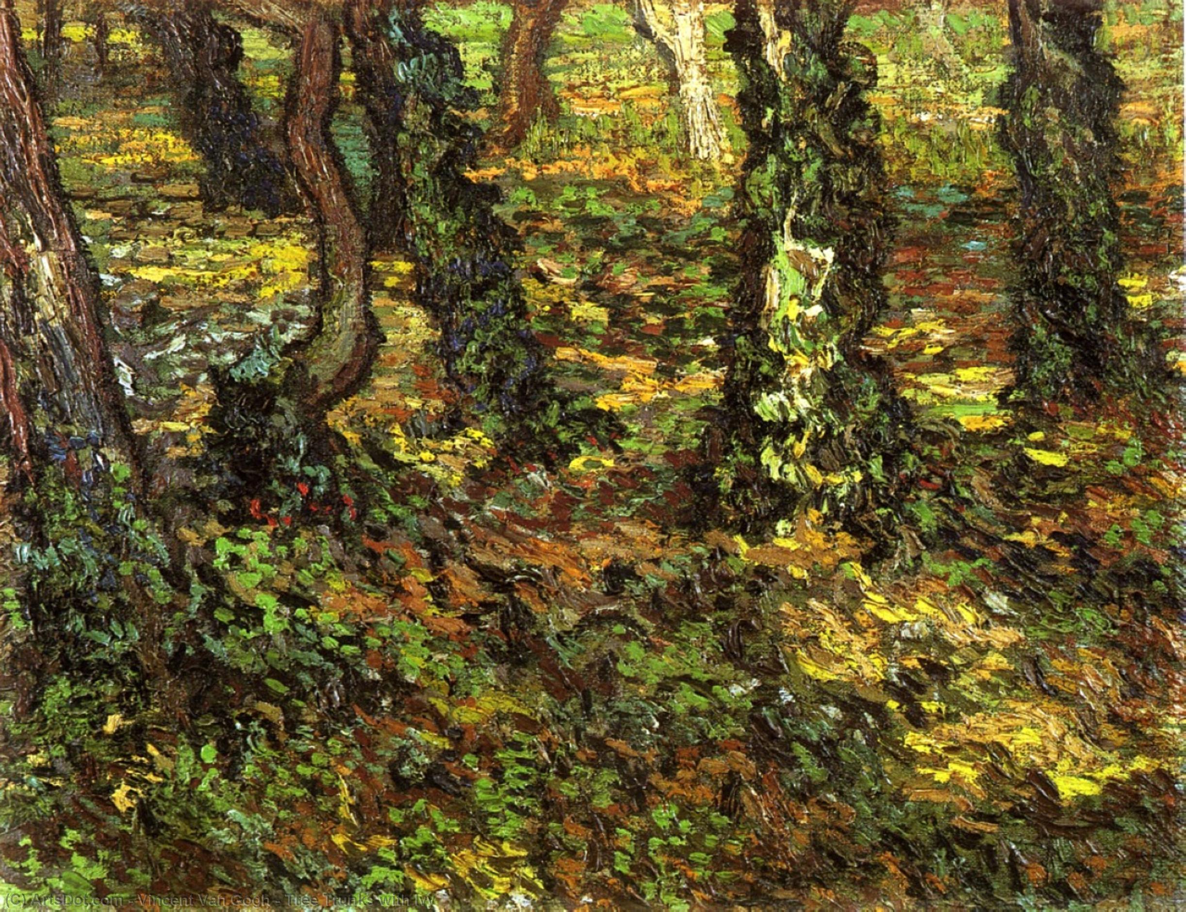 Order Artwork Replica Tree Trunks with Ivy, 1889 by Vincent Van Gogh (1853-1890, Netherlands) | ArtsDot.com