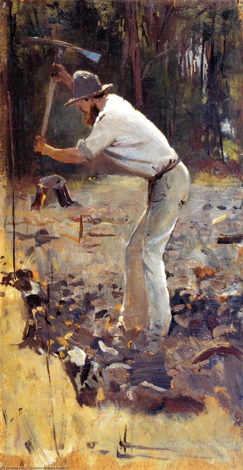 Order Paintings Reproductions Turning the Soil (also known as Sketch for Charcoal Burners), 1886 by Thomas William Roberts (1856-1931, United Kingdom) | ArtsDot.com