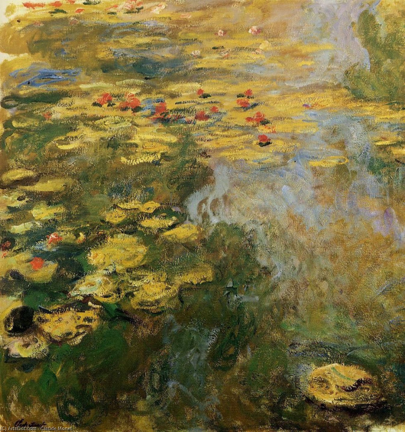 Compra Riproduzioni D'arte Del Museo Lo stagno Water-Lily (lato sinistro), 1917 di Claude Monet (1840-1926, France) | ArtsDot.com
