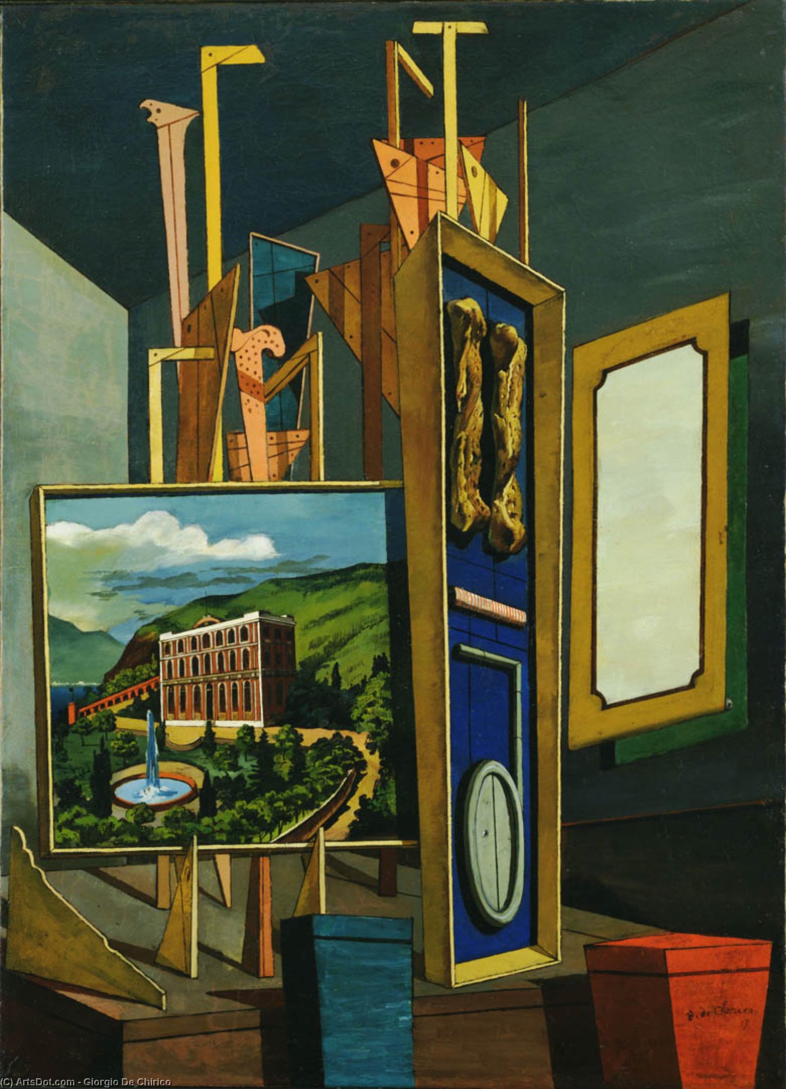 Order Paintings Reproductions Great metaphysical interior, 1917 by Giorgio De Chirico (Inspired By) (1888-1978, Greece) | ArtsDot.com