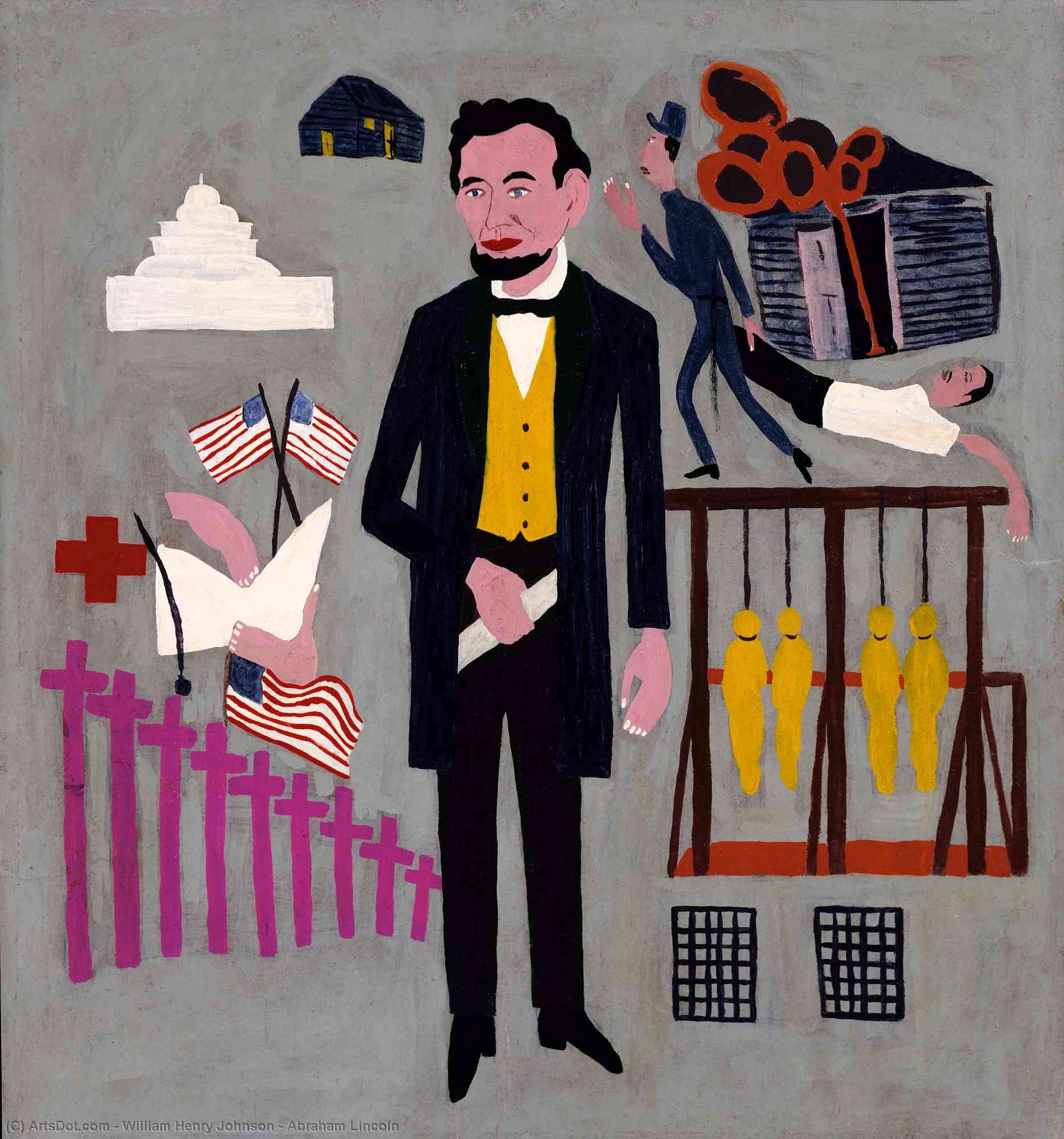 Order Paintings Reproductions Abraham Lincoln, 1945 by William Henry Johnson (Inspired By) (1901-1970, United States) | ArtsDot.com