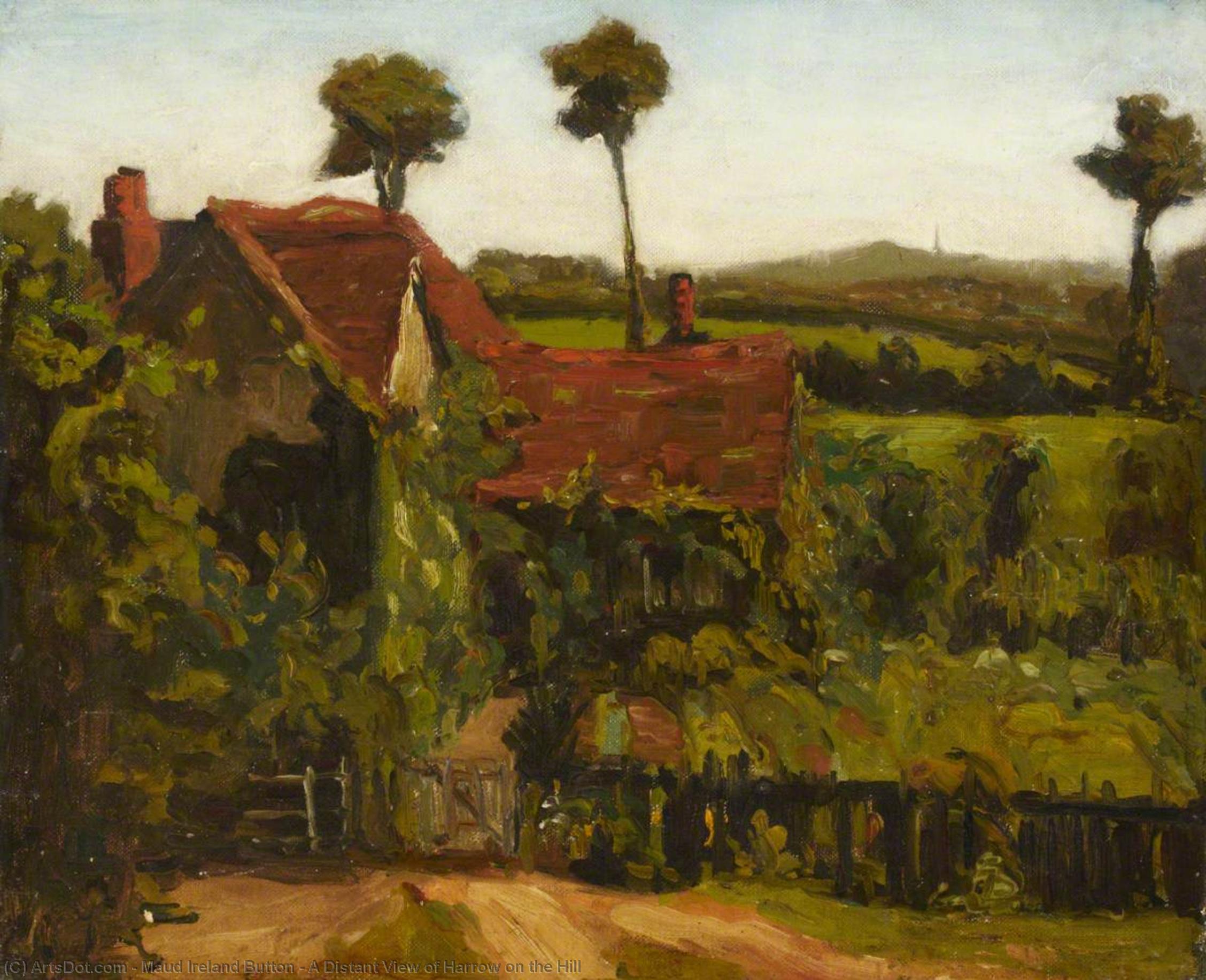 Order Oil Painting Replica A Distant View of Harrow on the Hill, 1921 by Maud Ireland Button (Inspired By) (1877-1965) | ArtsDot.com