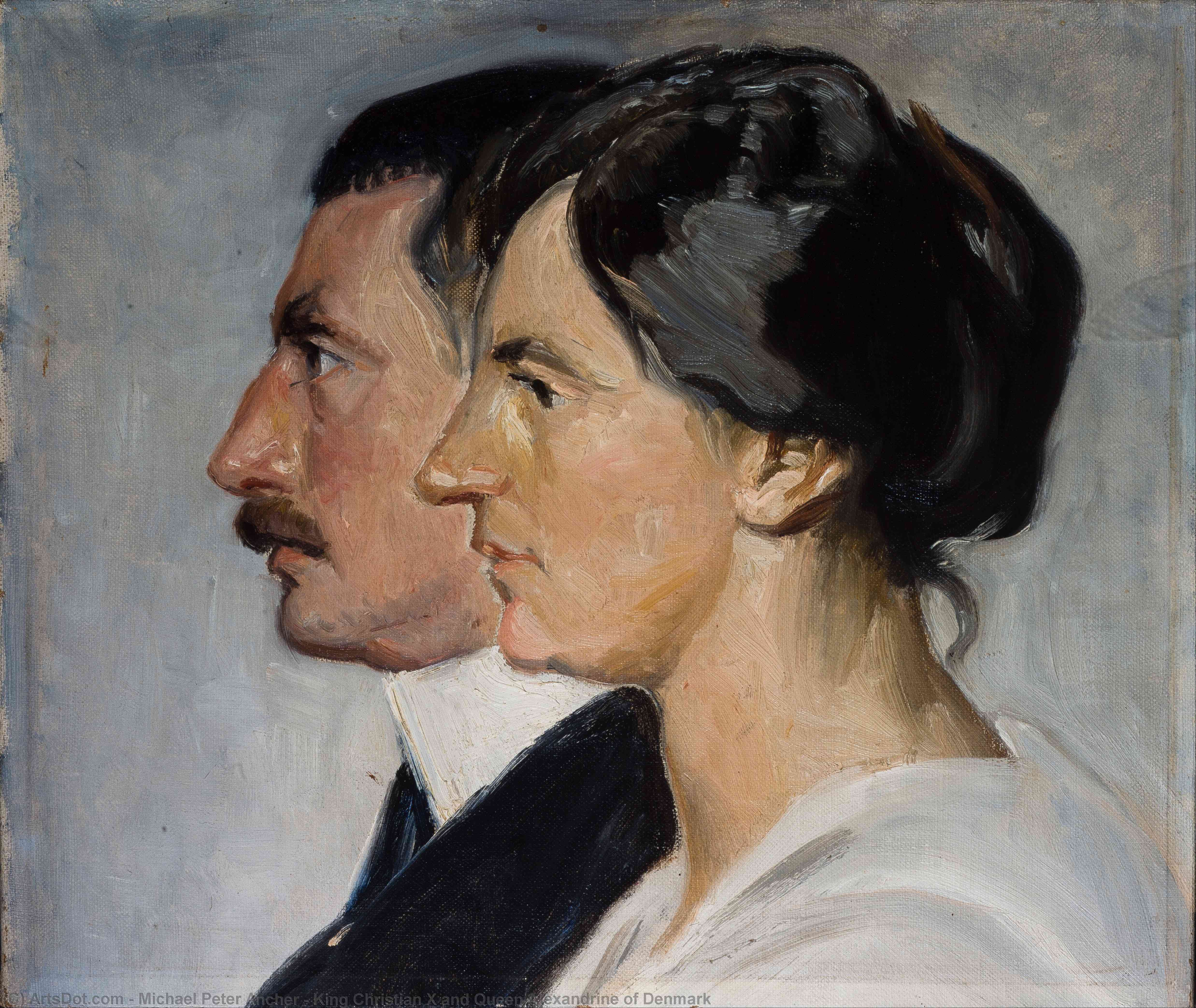 Order Paintings Reproductions King Christian X and Queen Alexandrine of Denmark, 1915 by Michael Peter Ancher (1849-1927) | ArtsDot.com