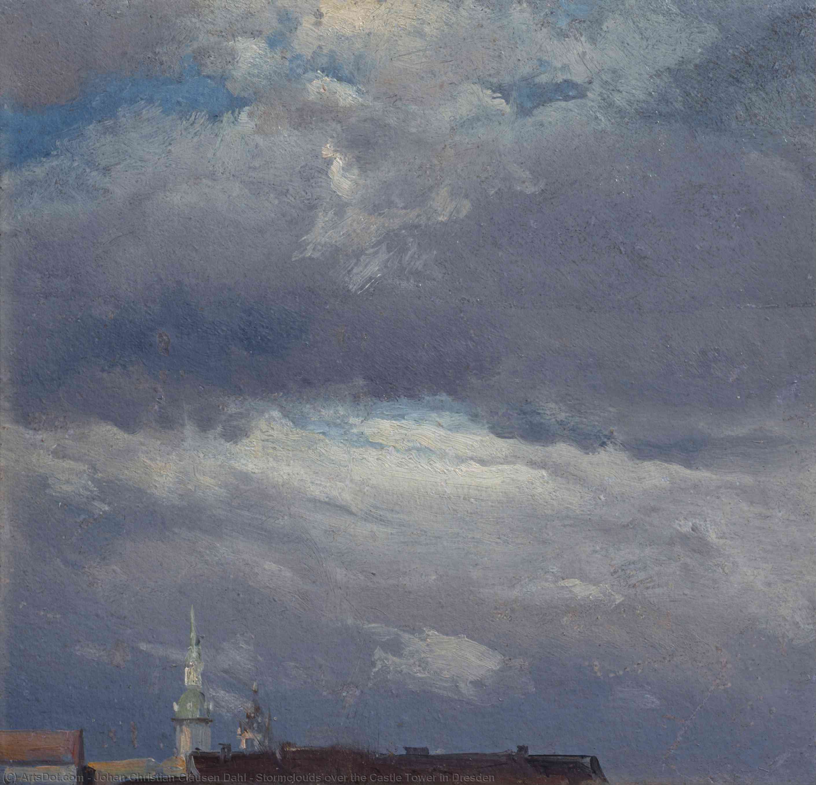 Buy Museum Art Reproductions Stormclouds over the Castle Tower in Dresden, 1825 by Johan Christian Clausen Dahl (1788-1857, Norway) | ArtsDot.com