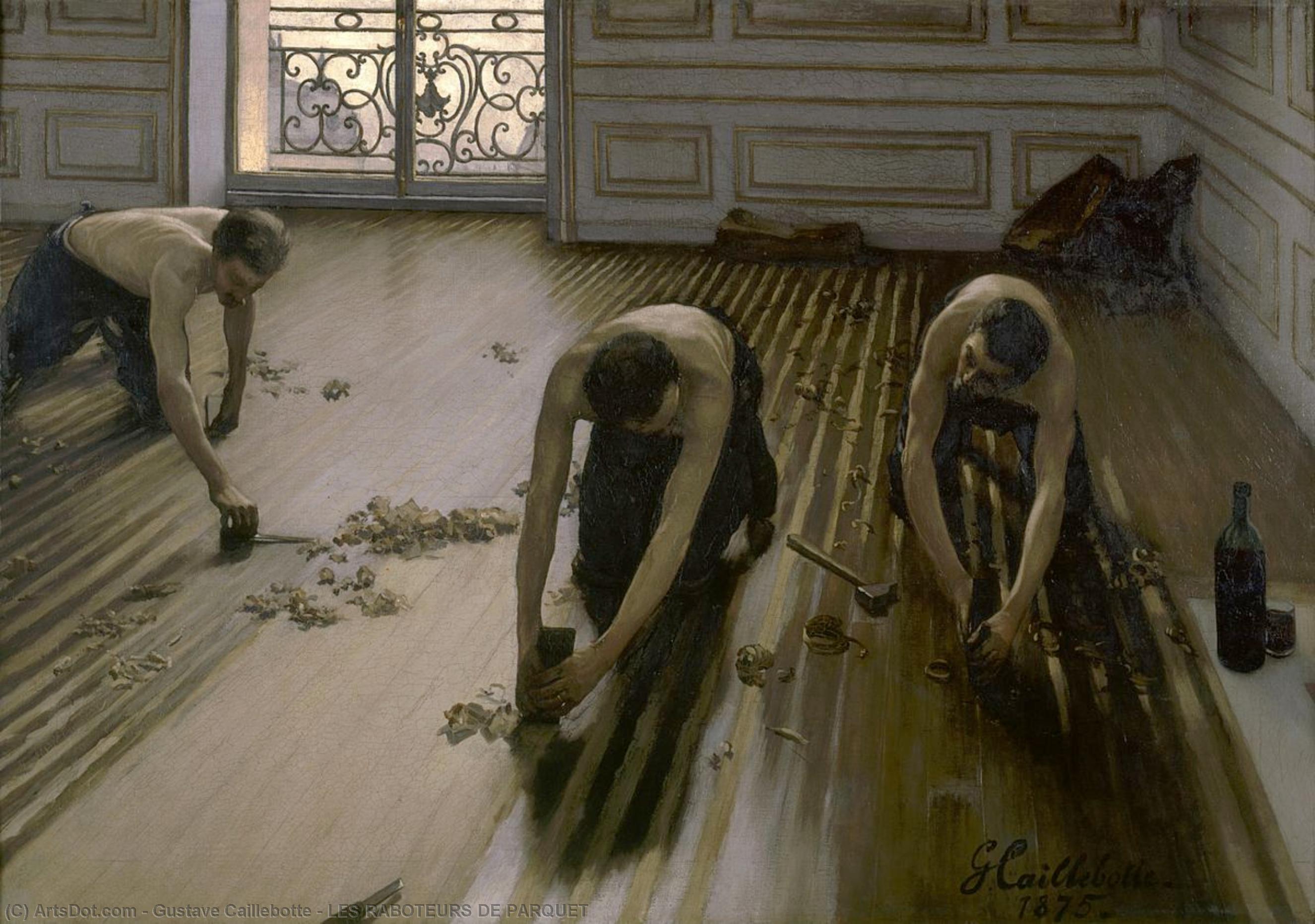Order Oil Painting Replica LES RABOTEURS DE PARQUET by Gustave Caillebotte (1848-1894, France) | ArtsDot.com