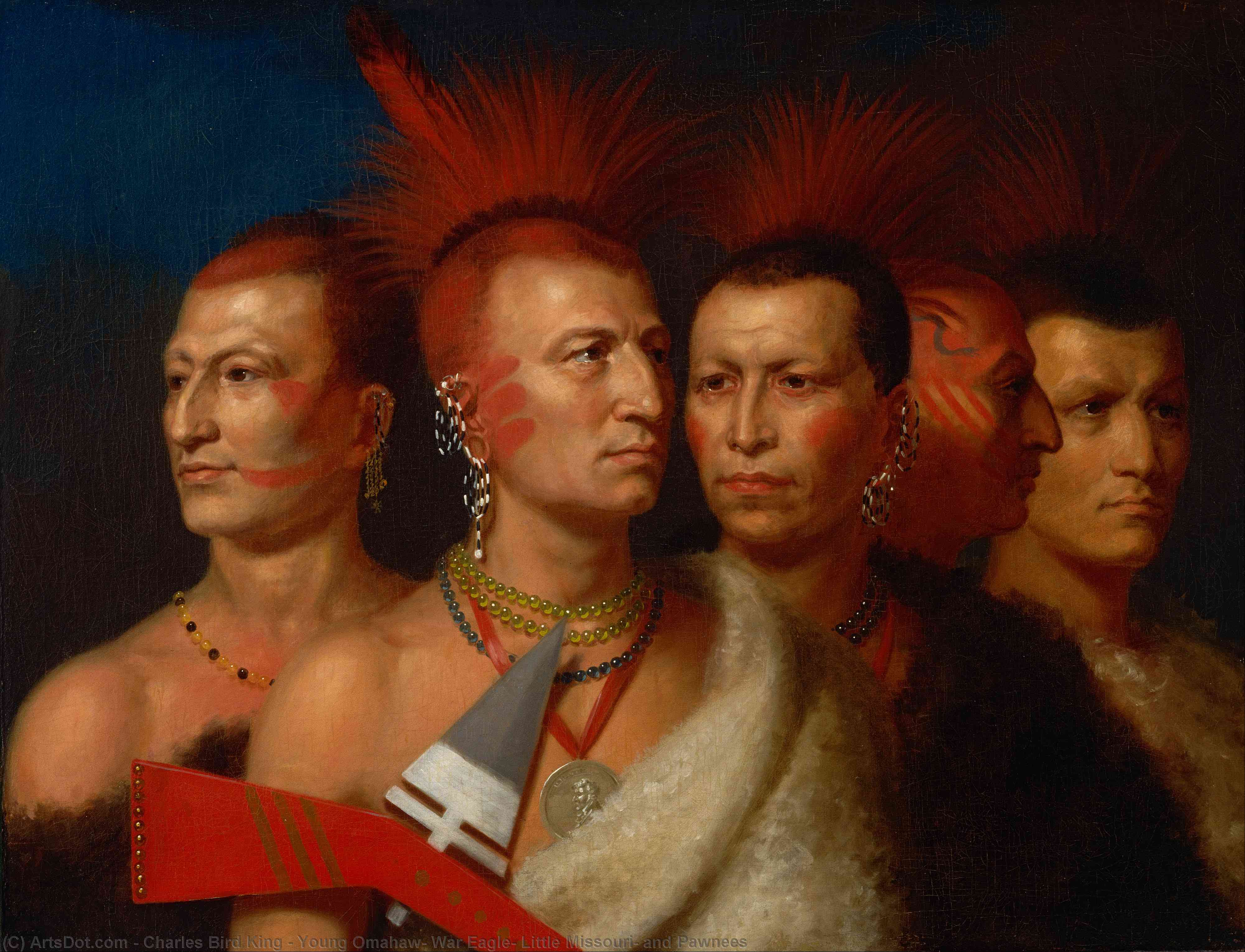 Kauf Museum Kunstreproduktionen Young Omahaw, War Eagle, Little Missouri und Pawnees, 1821 von Charles Bird King (1785-1862, United States) | ArtsDot.com