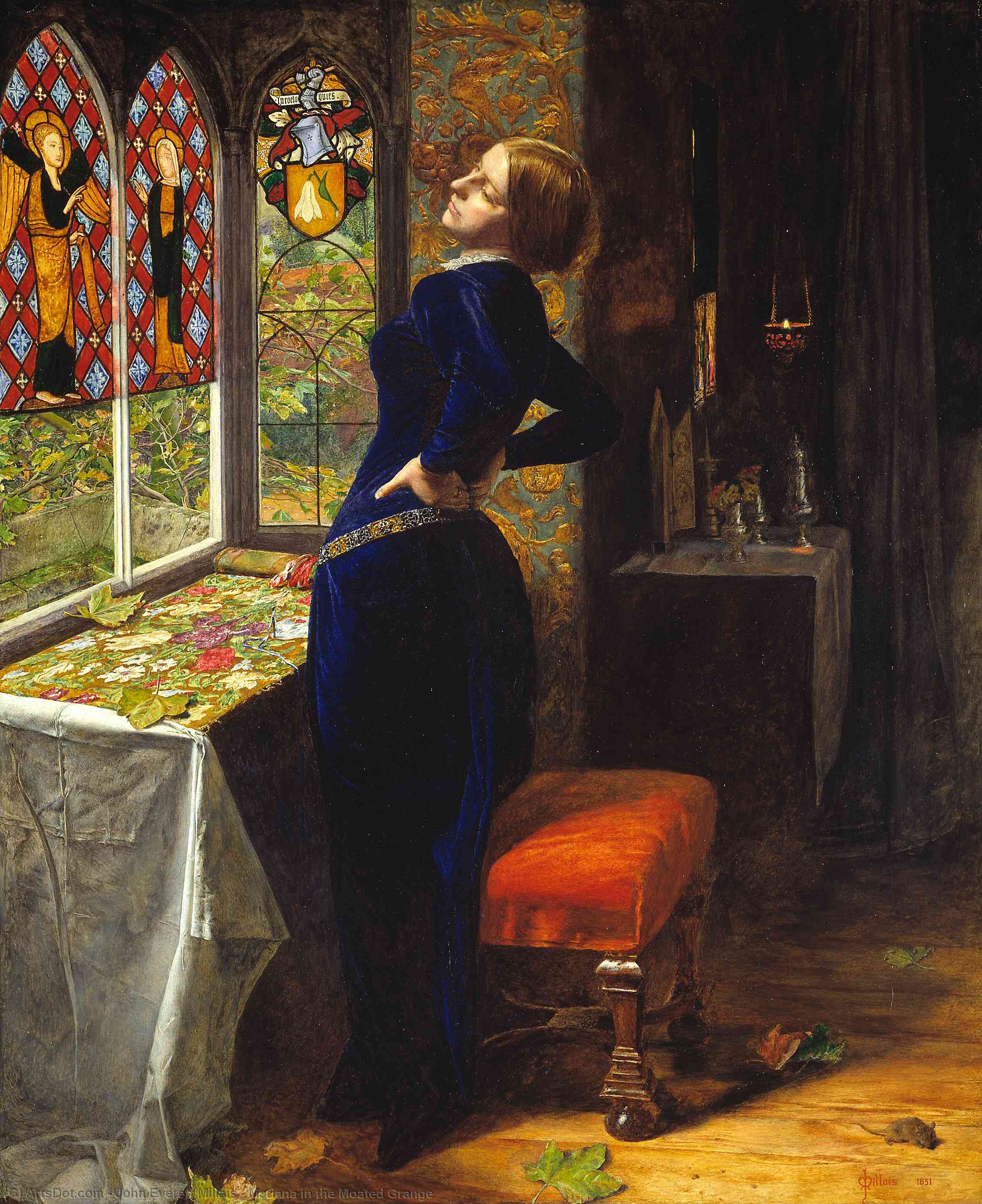 順序 油絵 モーテッド・グランジのマリアナ, 1851 バイ John Everett Millais | ArtsDot.com