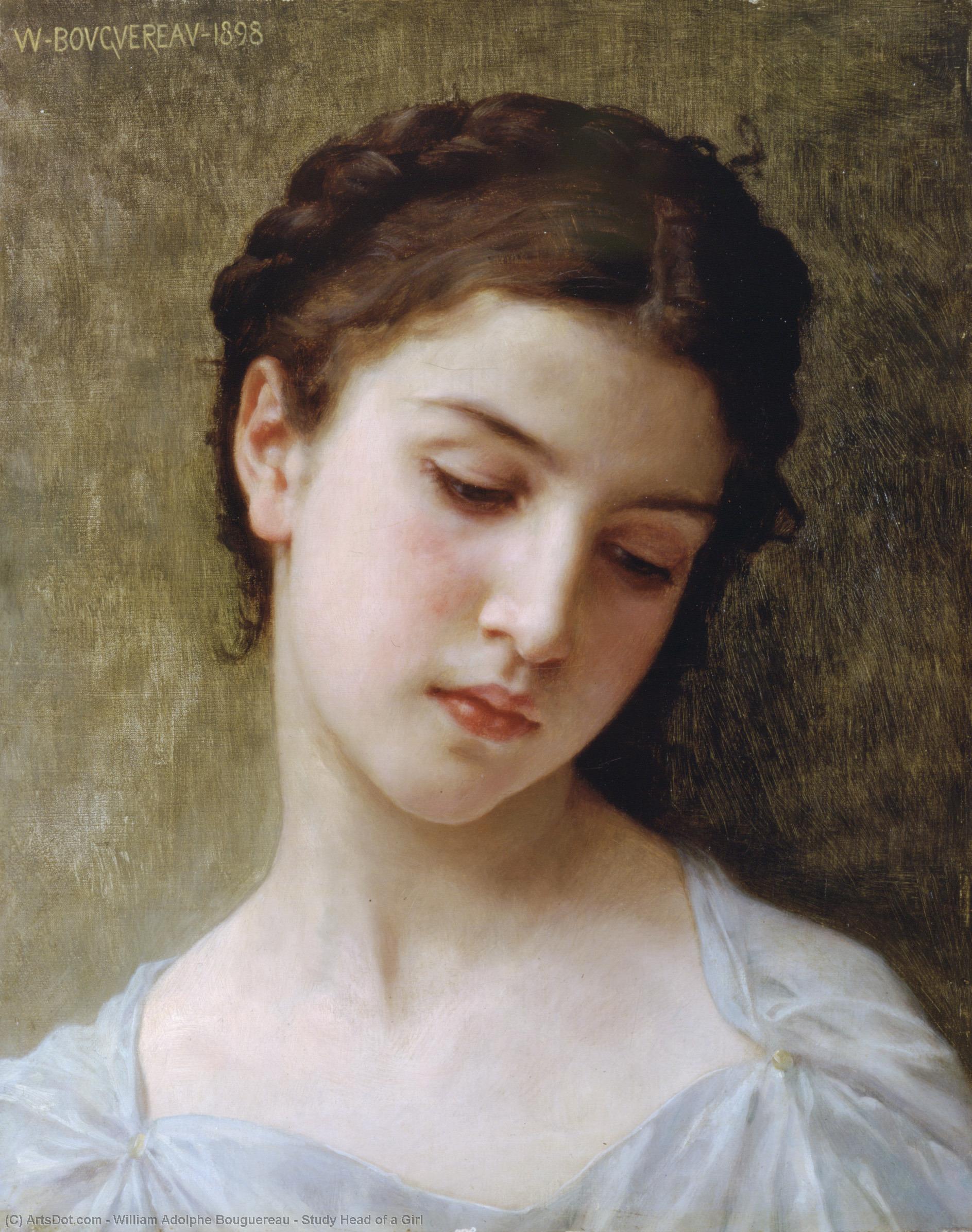 Order Art Reproductions Study Head of a Girl by William Adolphe Bouguereau (1825-1905, France) | ArtsDot.com