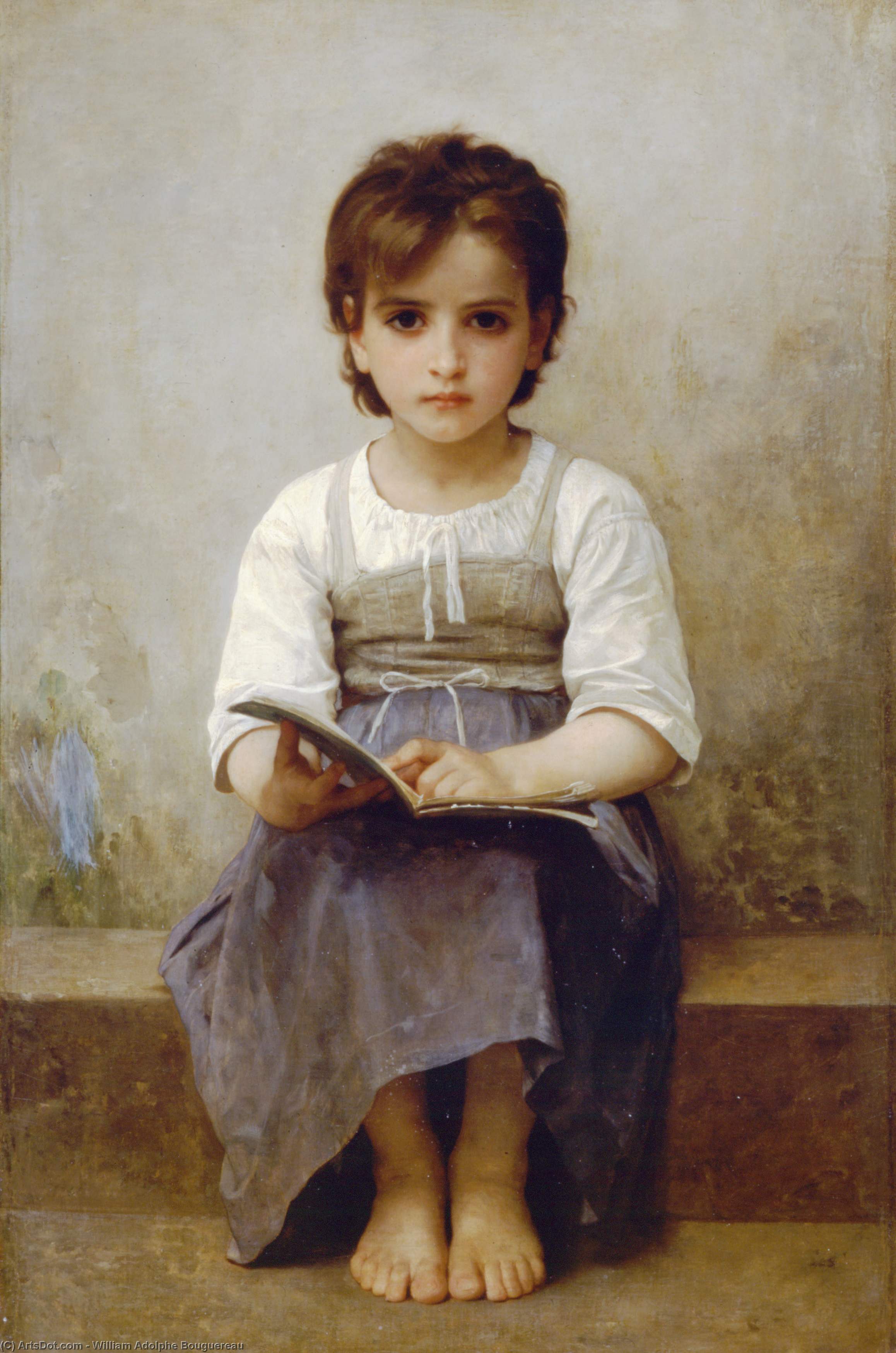 Buy Museum Art Reproductions The hard lesson by William Adolphe Bouguereau (1825-1905, France) | ArtsDot.com