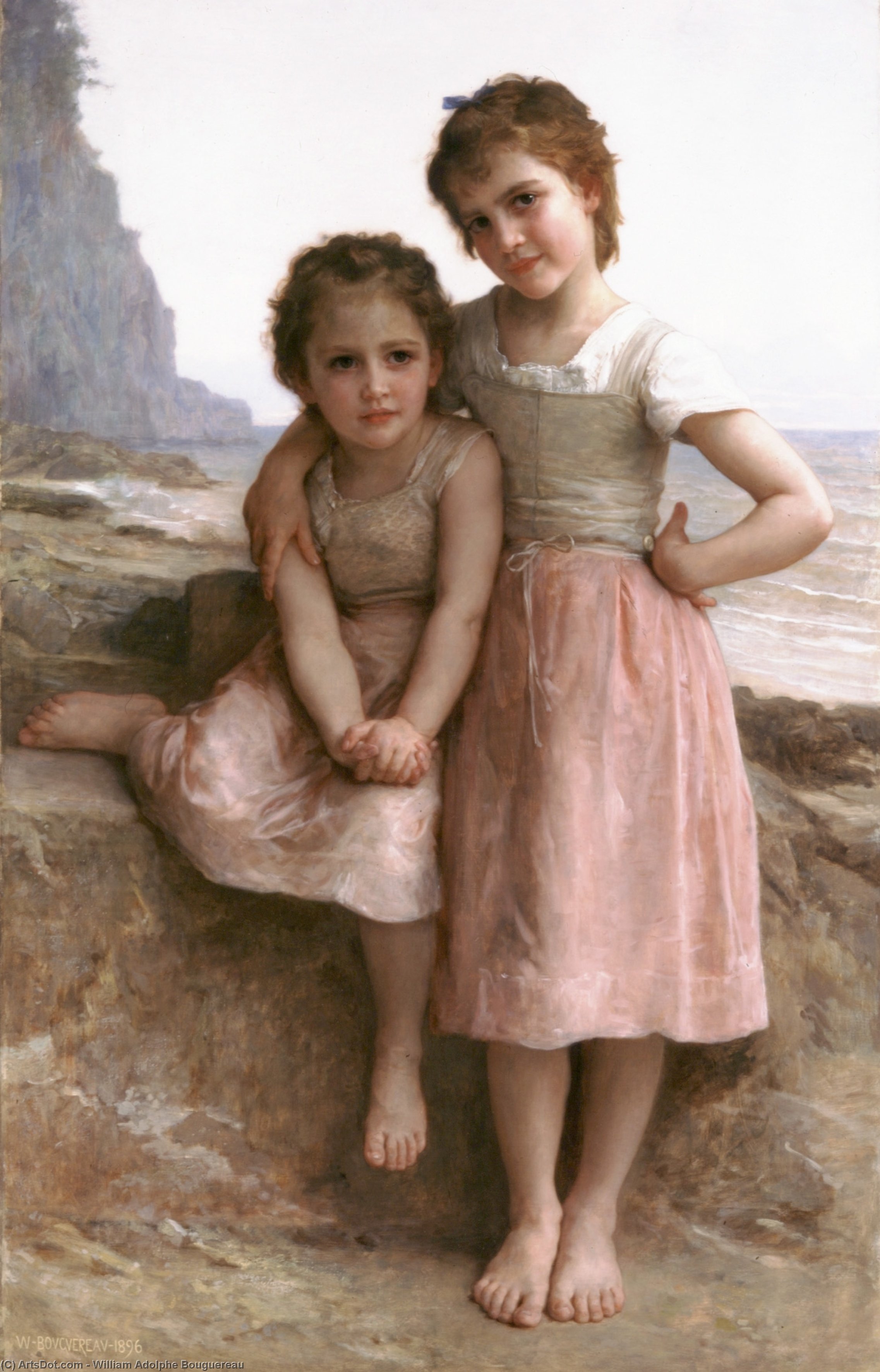 Order Oil Painting Replica On the beach by William Adolphe Bouguereau (1825-1905, France) | ArtsDot.com