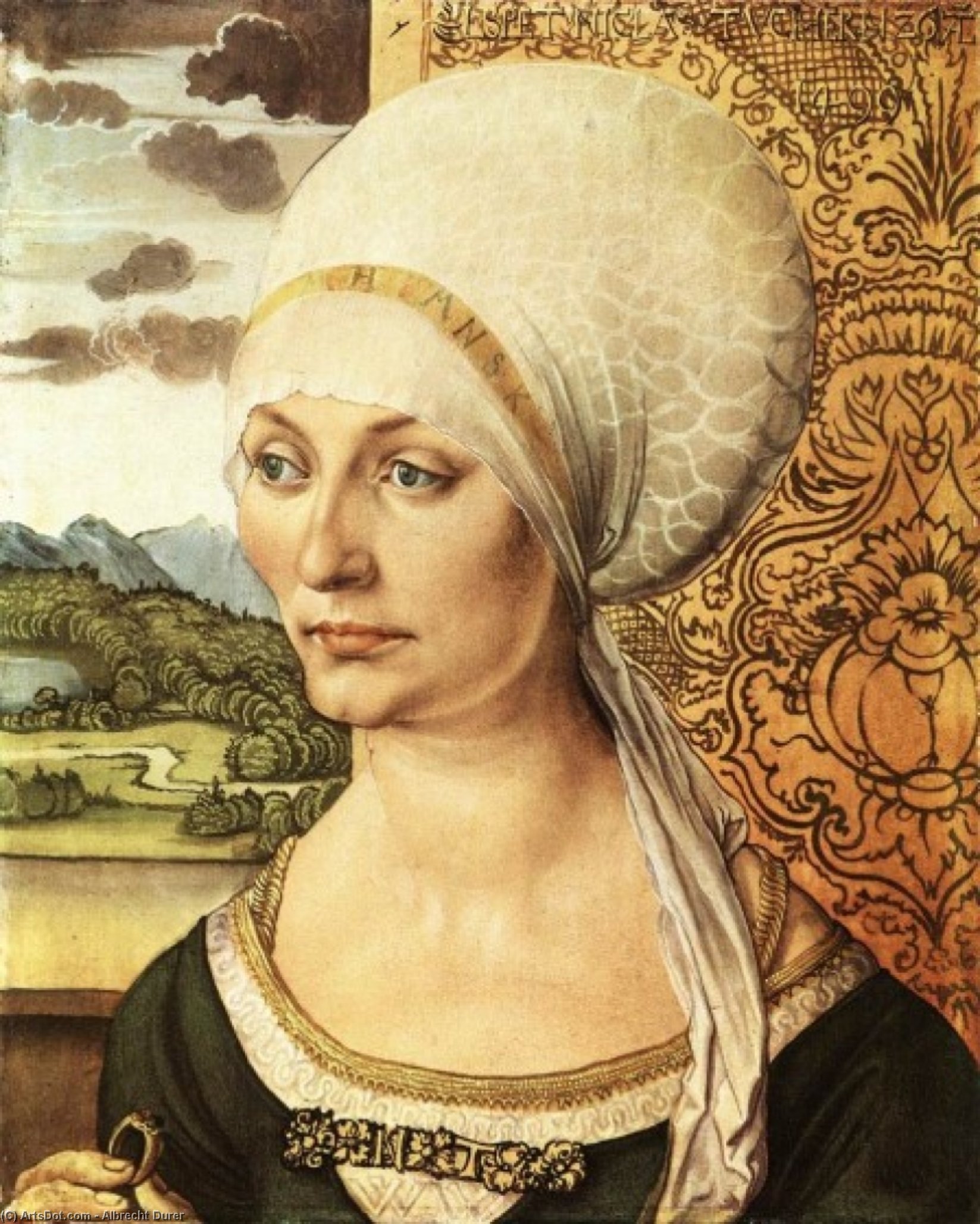 順序 絵画のコピー エルスベス・トゥチャーの肖像, 1499 バイ Albrecht Durer (1471-1528, Italy) | ArtsDot.com