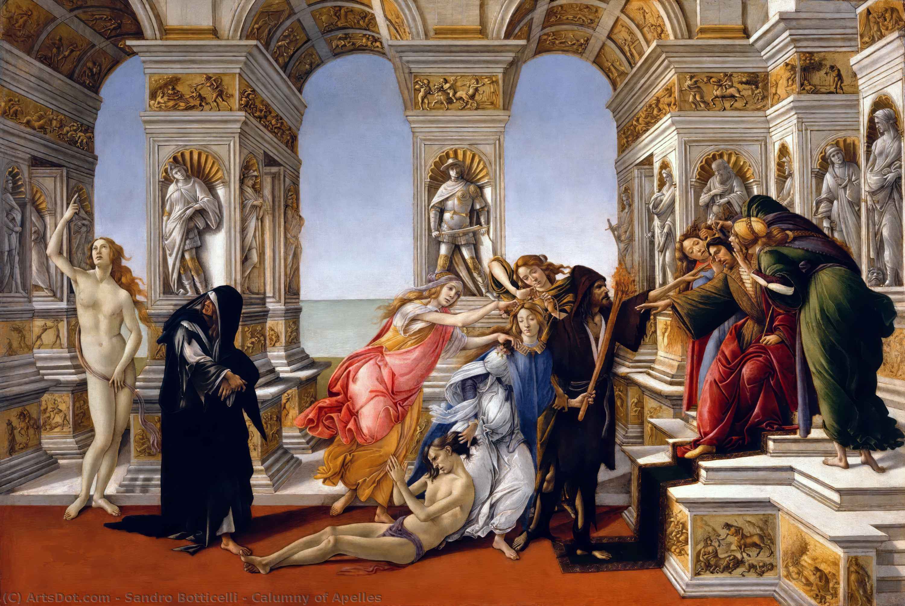 Bestellen Gemälde Reproduktionen Calumny von Apelles, 1495 von Sandro Botticelli (1445-1510, Italy) | ArtsDot.com