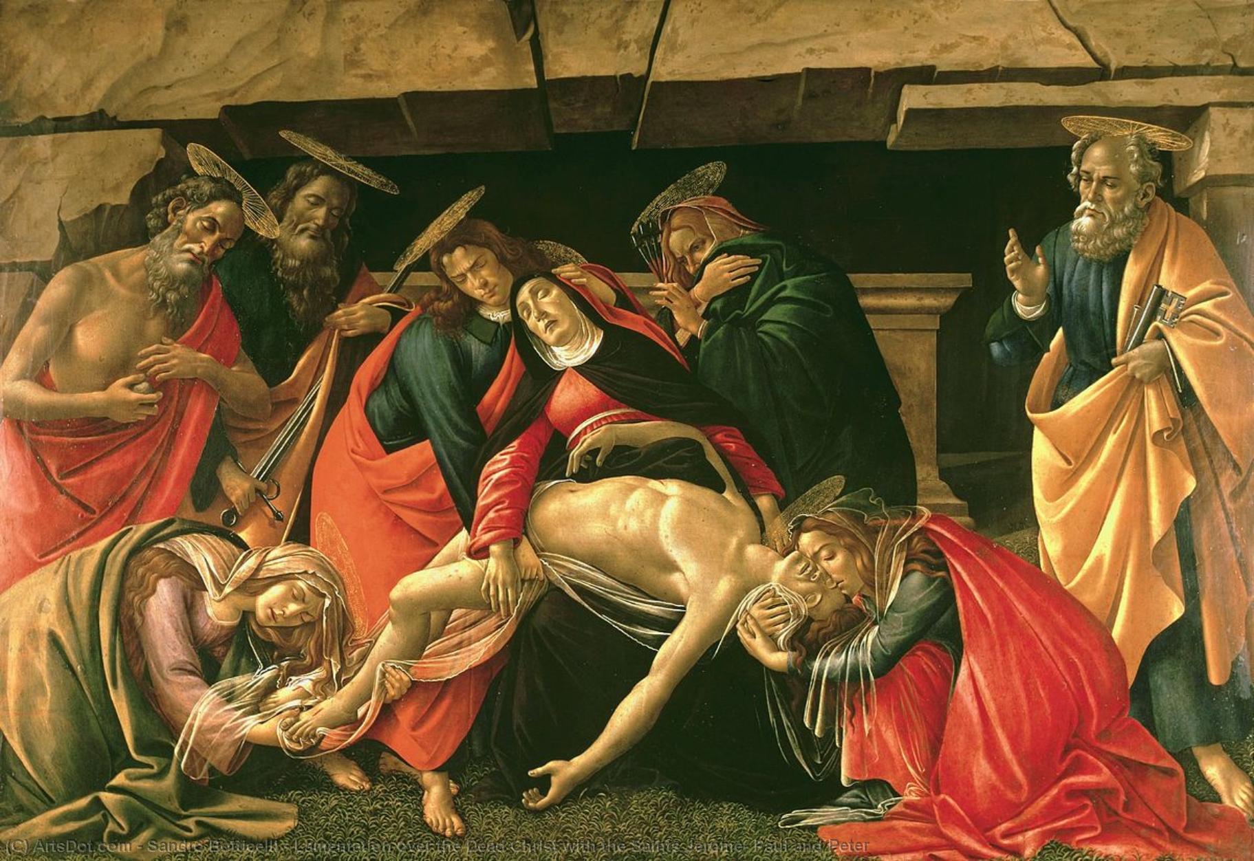 Buy Museum Art Reproductions Lamentation over the Dead Christ with the Saints Jerome, Paul and Peter by Sandro Botticelli (1445-1510, Italy) | ArtsDot.com