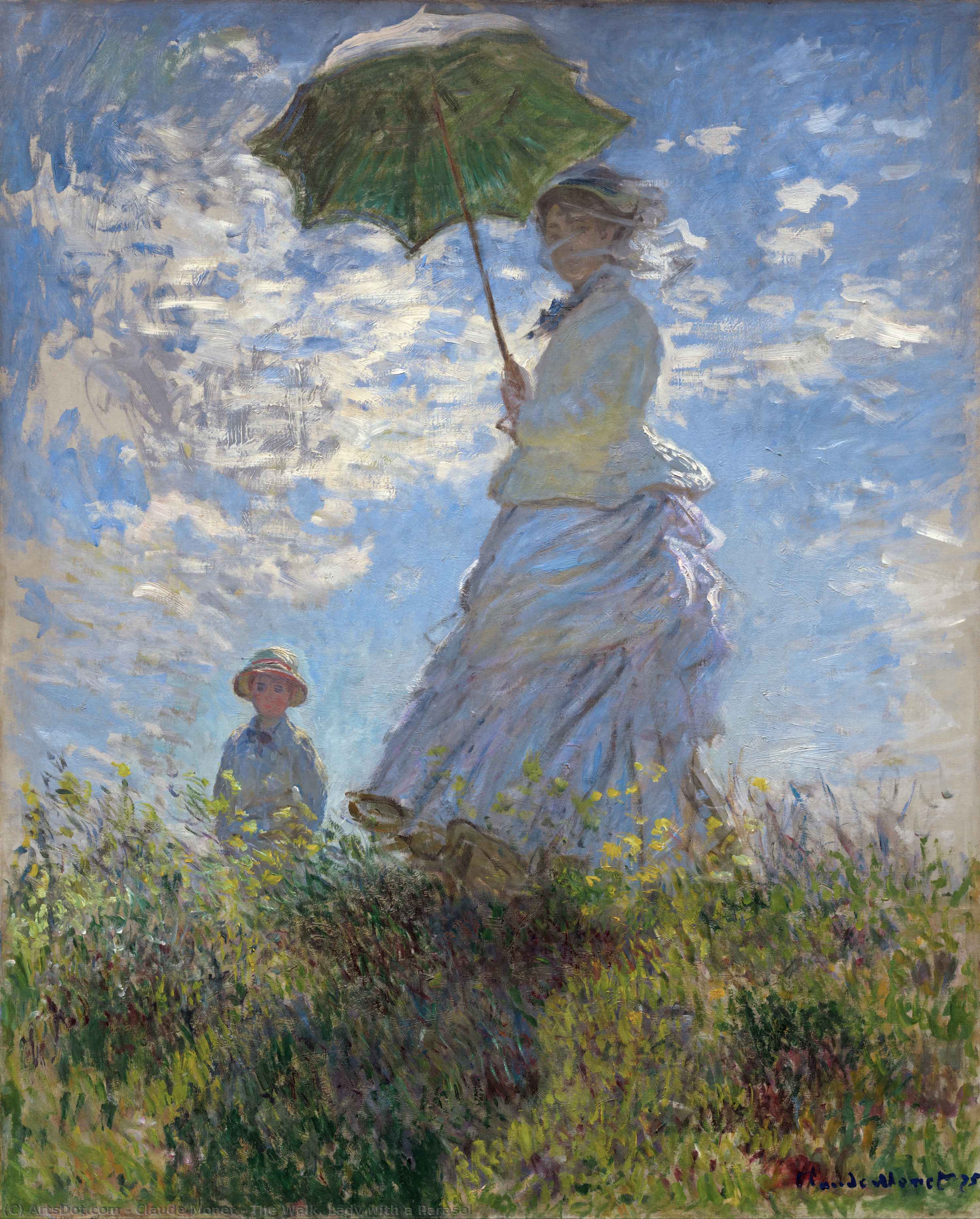 Order Oil Painting Replica The Walk. Lady with a Parasol, 1875 by Claude Monet (1840-1926, France) | ArtsDot.com