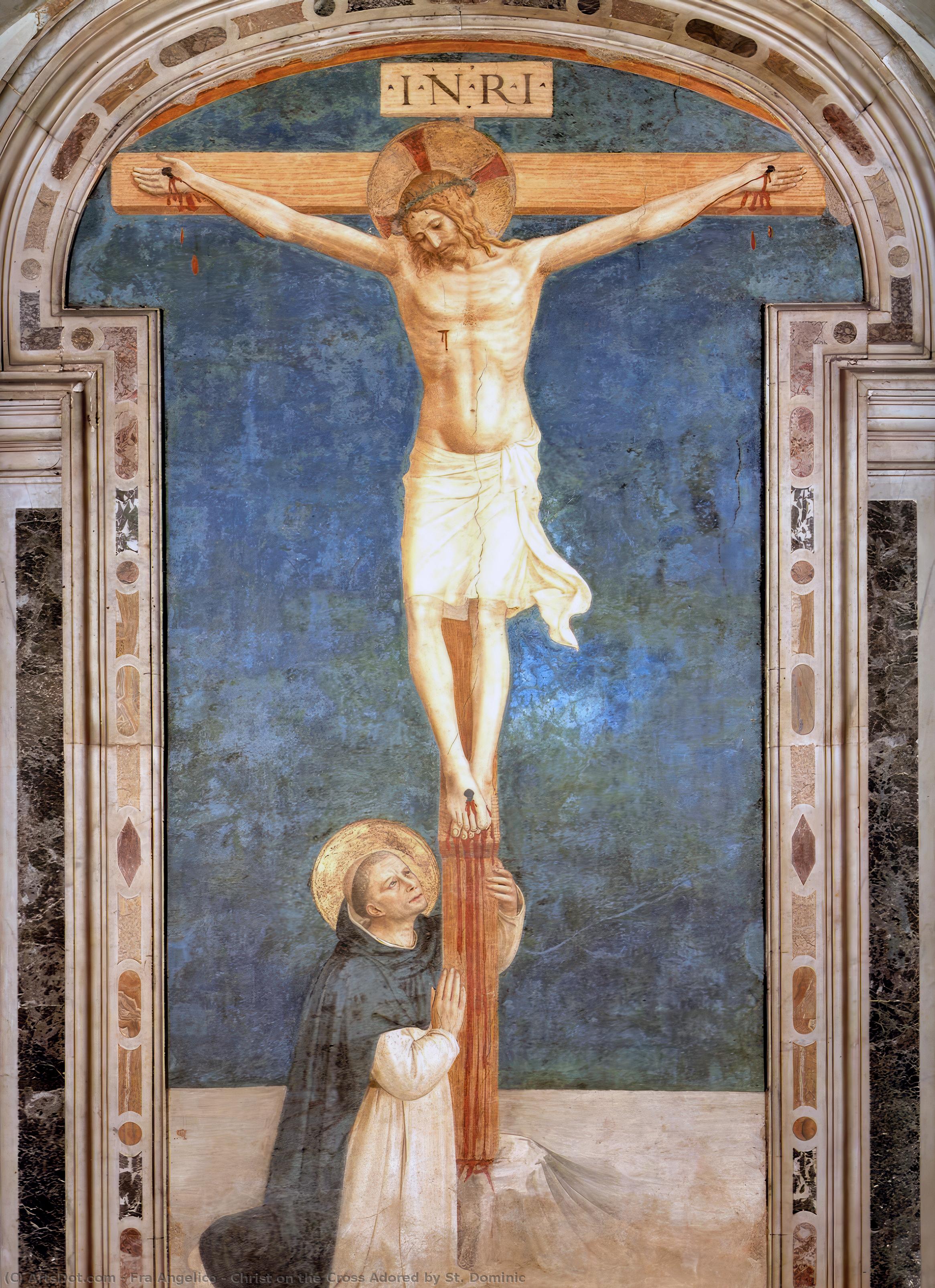 Order Oil Painting Replica Christ on the Cross Adored by St. Dominic by Fra Angelico (1395-1455, Italy) | ArtsDot.com
