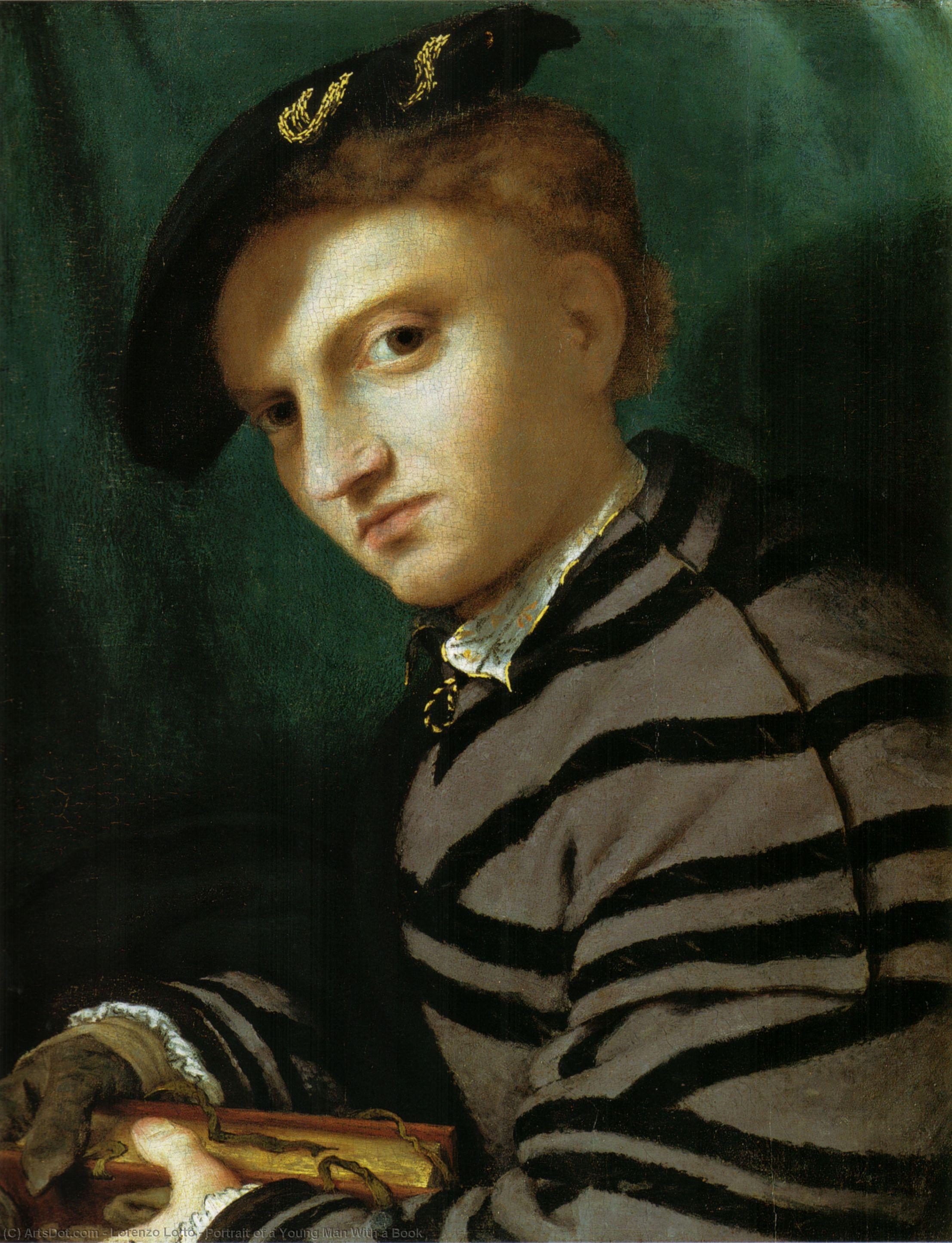Order Artwork Replica Portrait of a Young Man With a Book, 1527 by Lorenzo Lotto (1480-1556, Italy) | ArtsDot.com