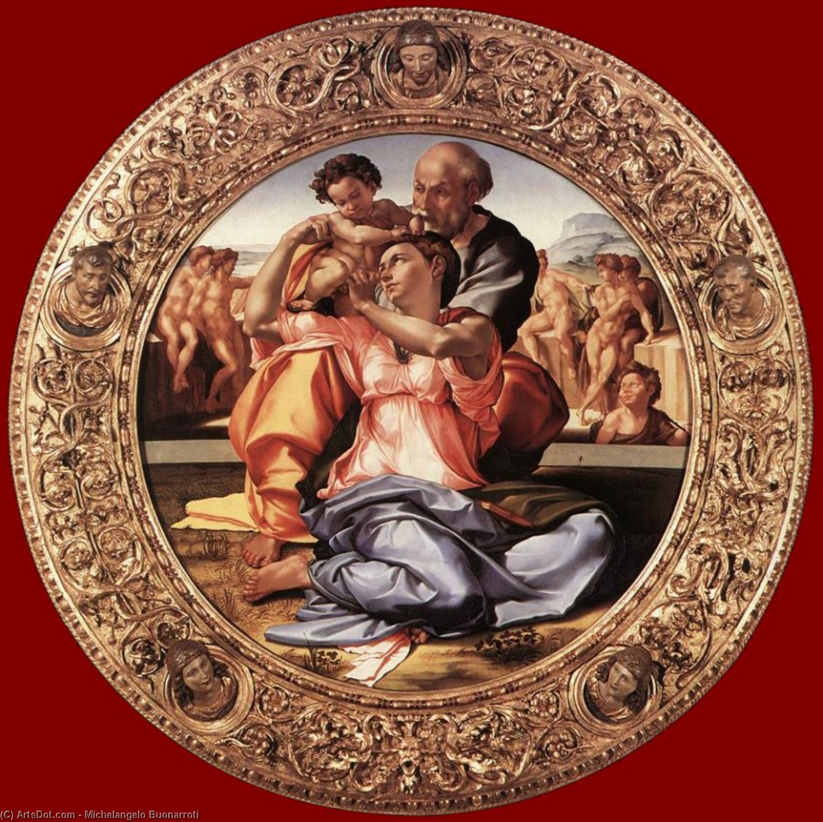 Order Paintings Reproductions Doni Tond by Michelangelo Buonarroti (1475-1564, Italy) | ArtsDot.com