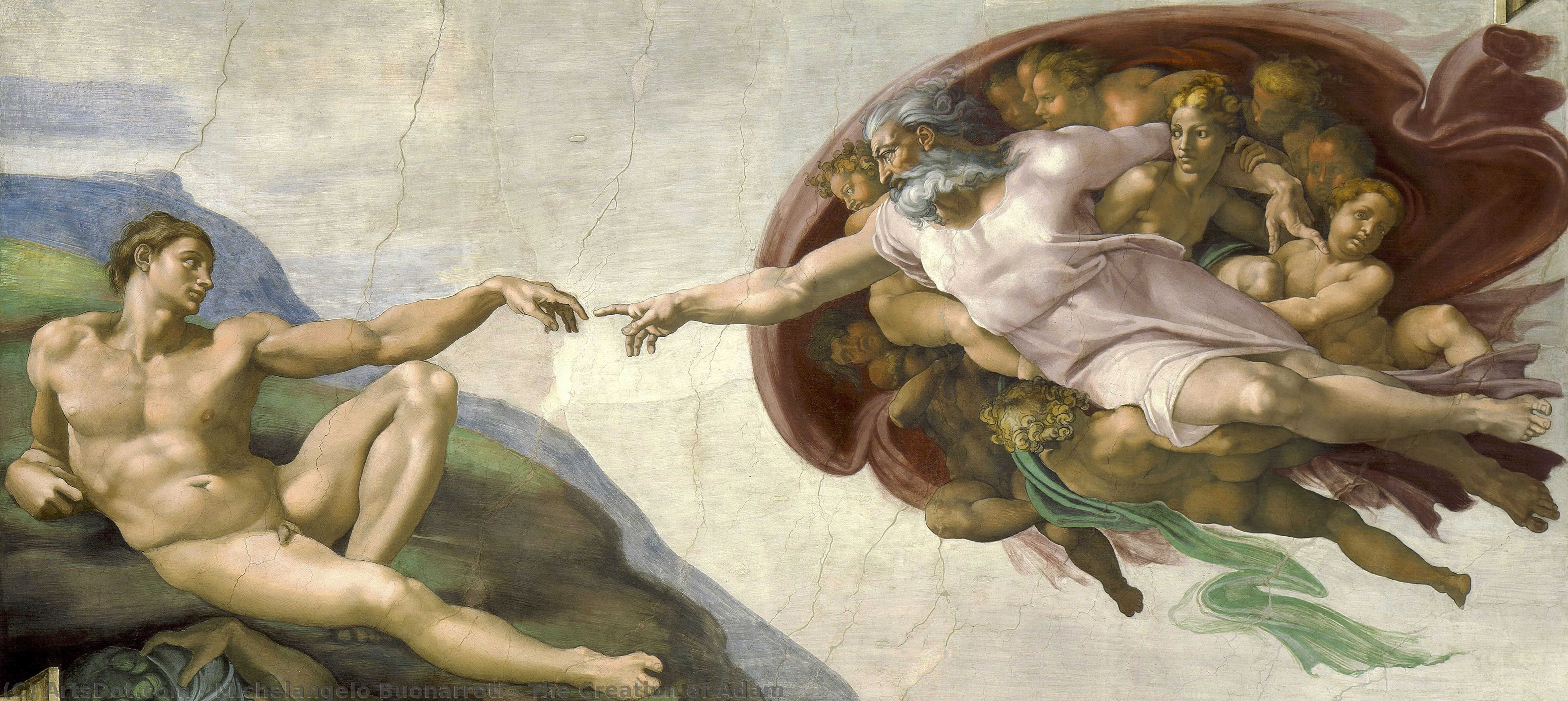 顺序 油畫 亚当的创造, 1512 通过 Michelangelo Buonarroti (1475-1564, Italy) | ArtsDot.com